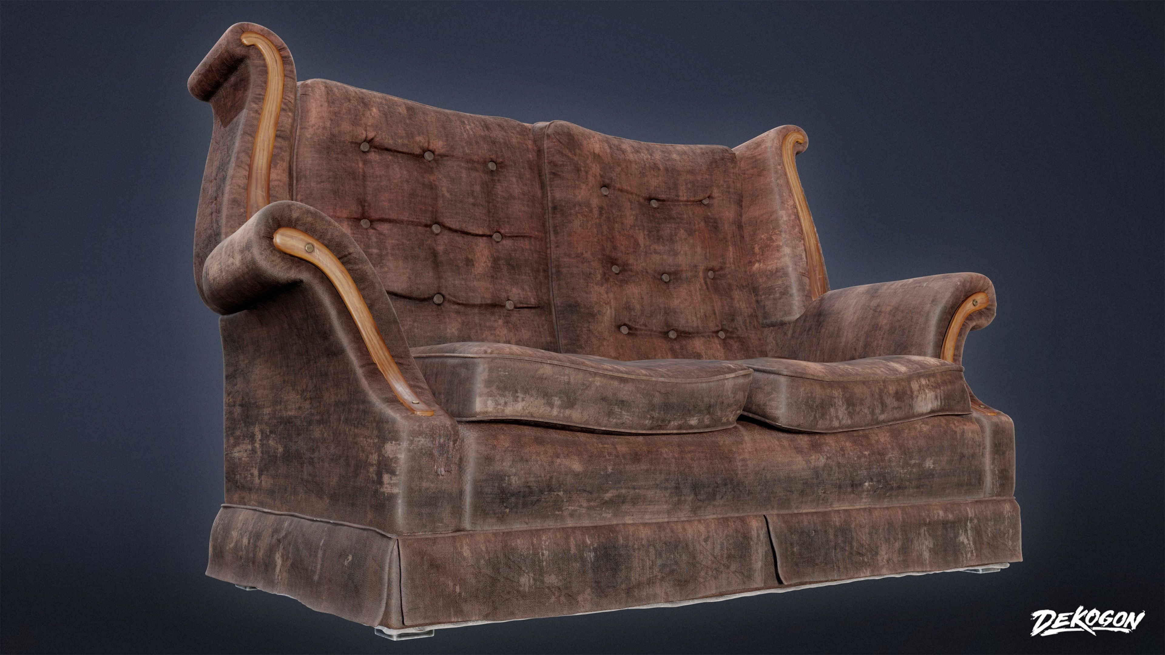 SUBURBS - Couch 22 - LOW POLY AND NANITE Low-poly 3D model_5