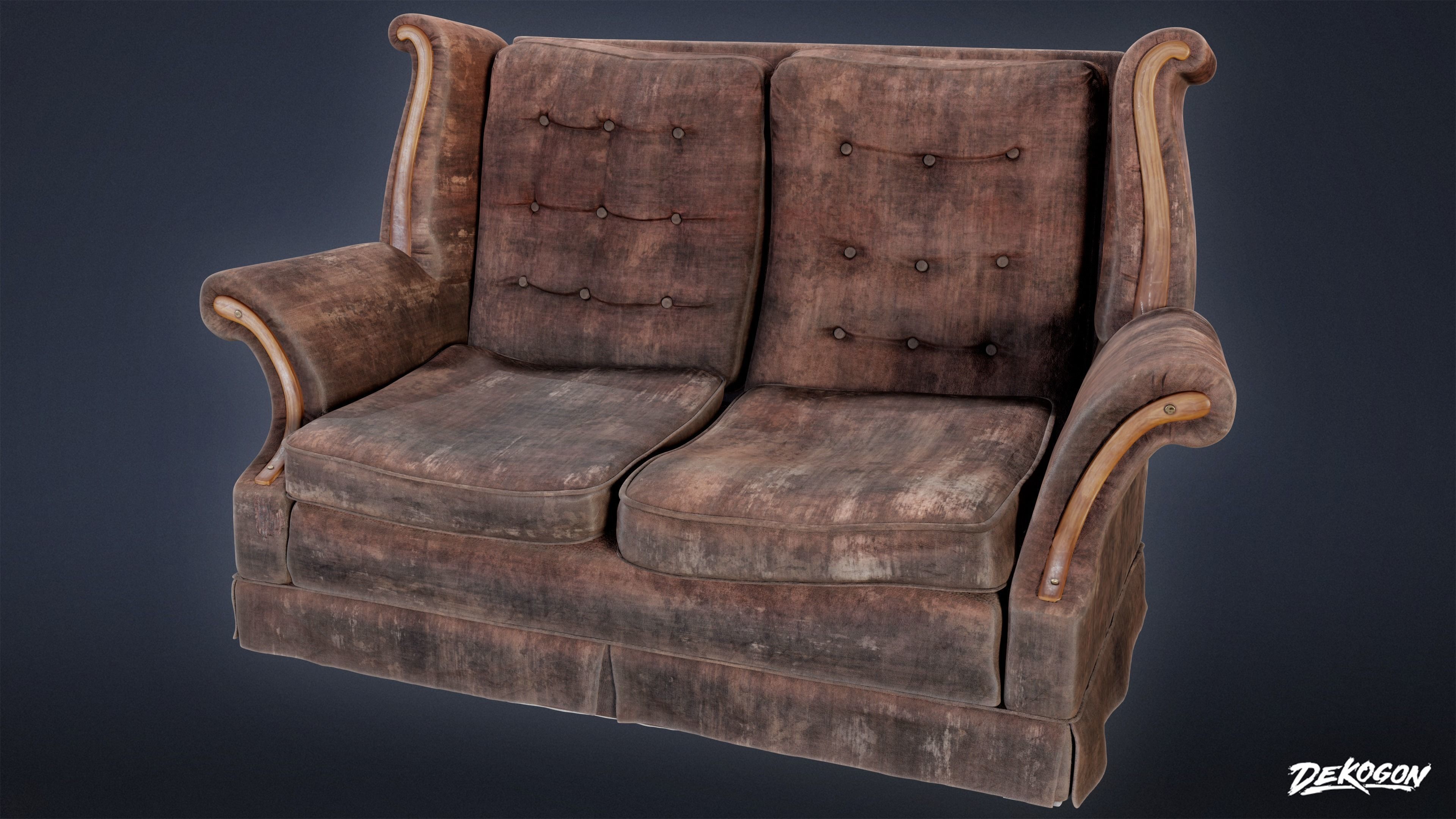 SUBURBS - Couch 22 - LOW POLY AND NANITE Low-poly 3D model_4