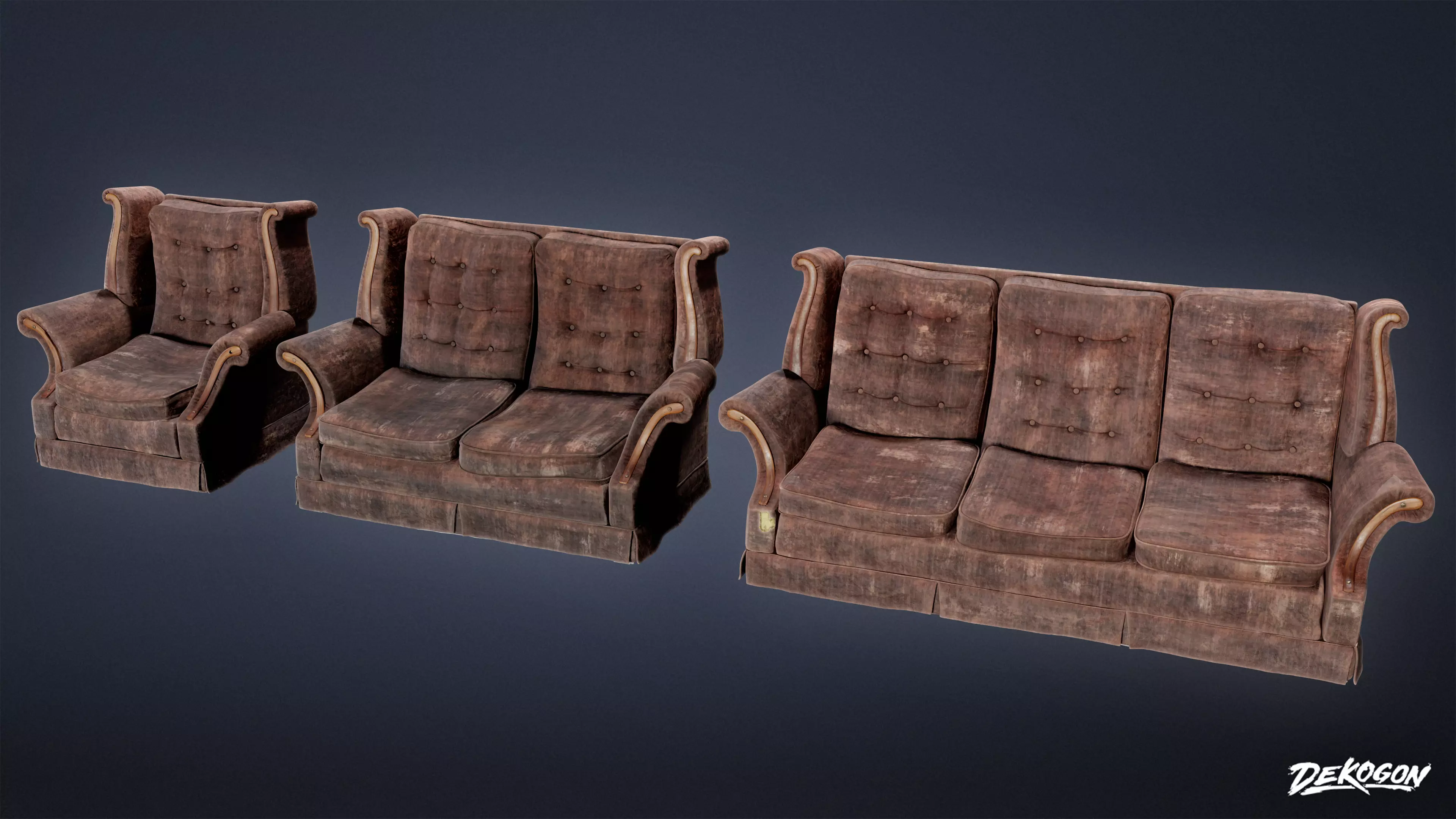 SUBURBS - Couch 22 - LOW POLY AND NANITE Low-poly 3D model_0