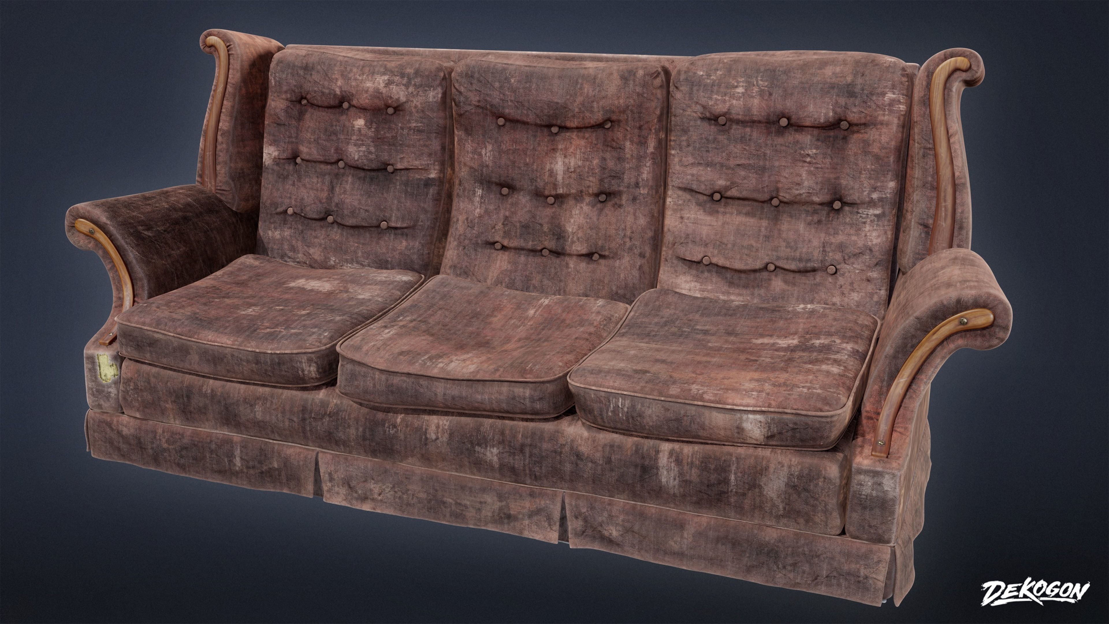 SUBURBS - Couch 22 - LOW POLY AND NANITE Low-poly 3D model_3