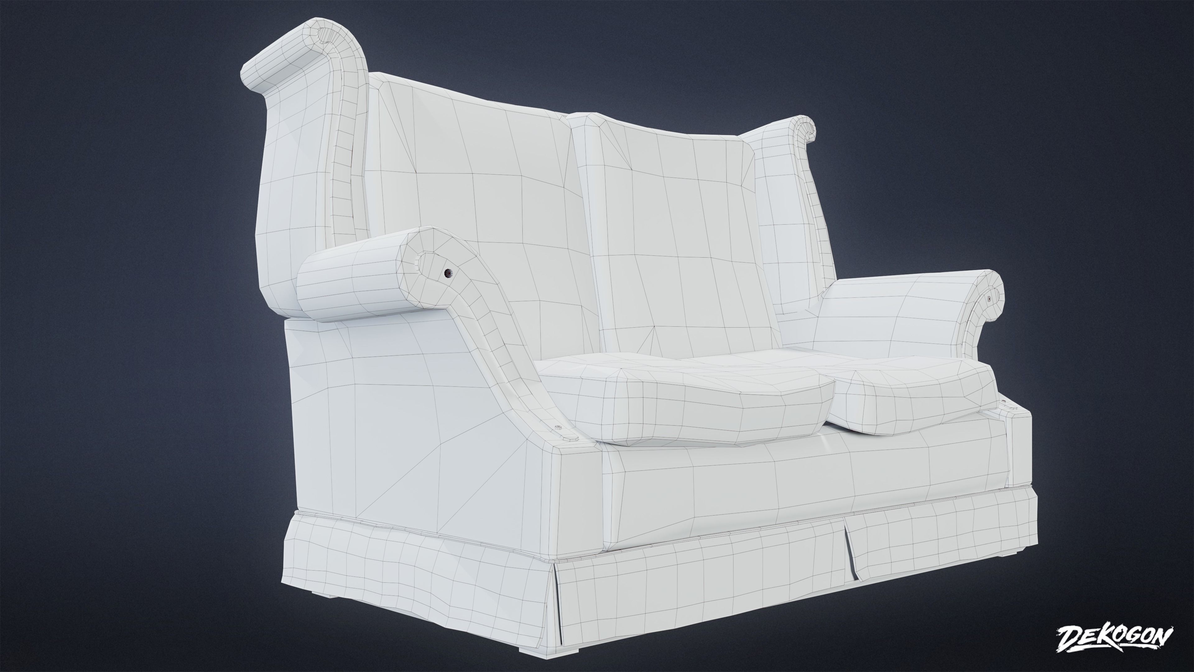 SUBURBS - Couch 22 - LOW POLY AND NANITE Low-poly 3D model_8