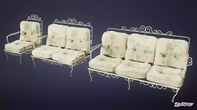 SUBURBS - Couch Outdoor 01 - LOW POLY AND NANITE