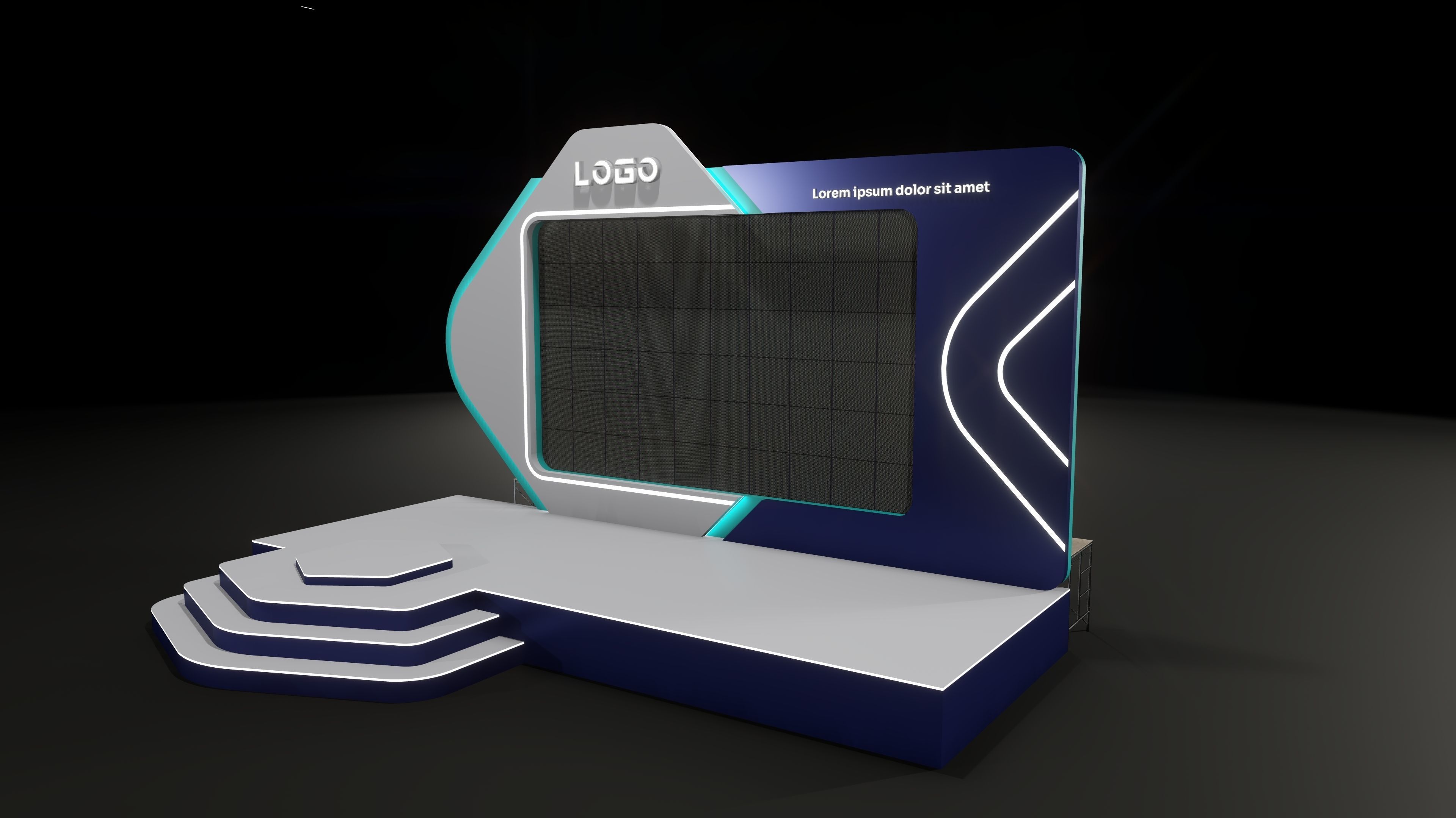 Indoor stage 001 3D model_2