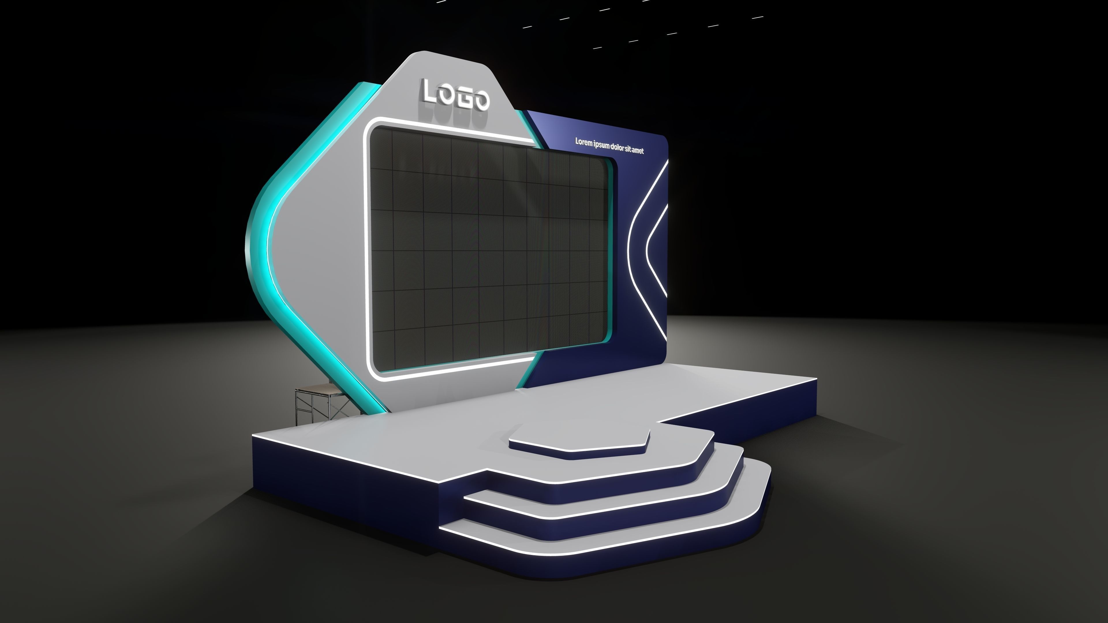 Indoor stage 001 3D model_1