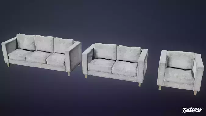 SUBURBS - Couch Set 01 - LOW POLY AND NANITE