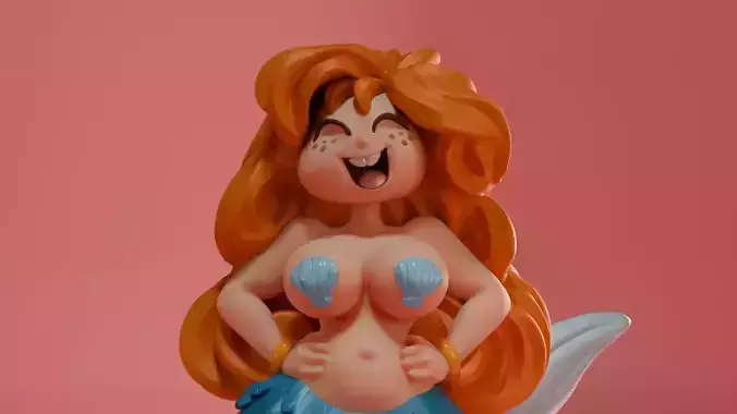 Busty Mermaid 3D print model
