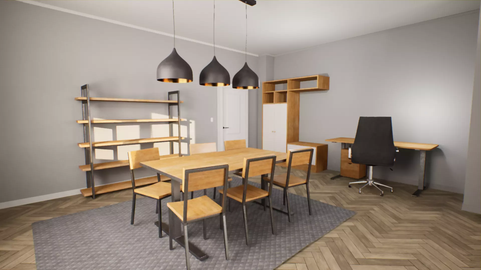 Modern Furniture Set Low-poly 3D model_0