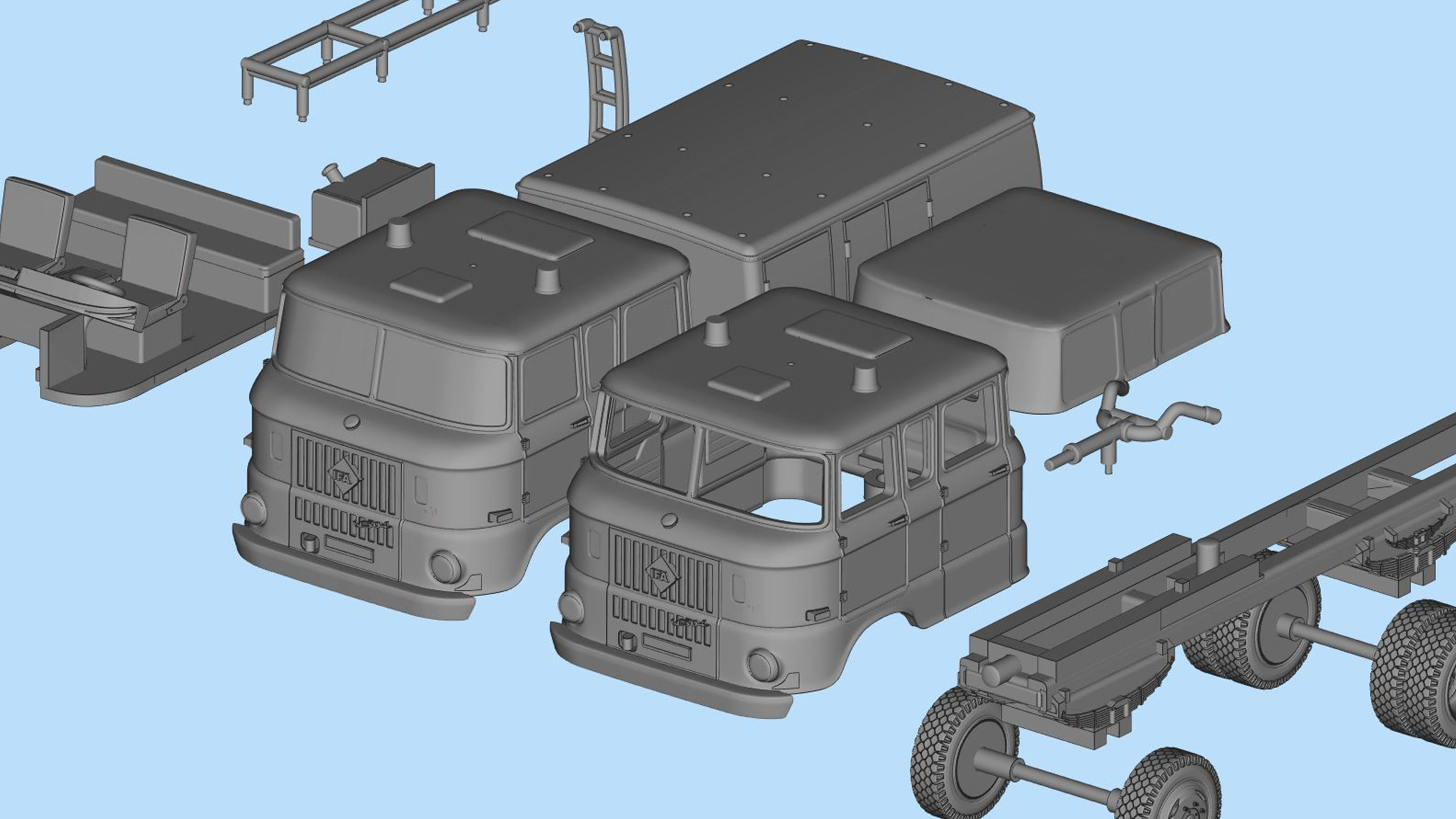 Truck DDR 1969 IFA W50 TLF16 tanker feuerwehr 3d stl  3D print model_15