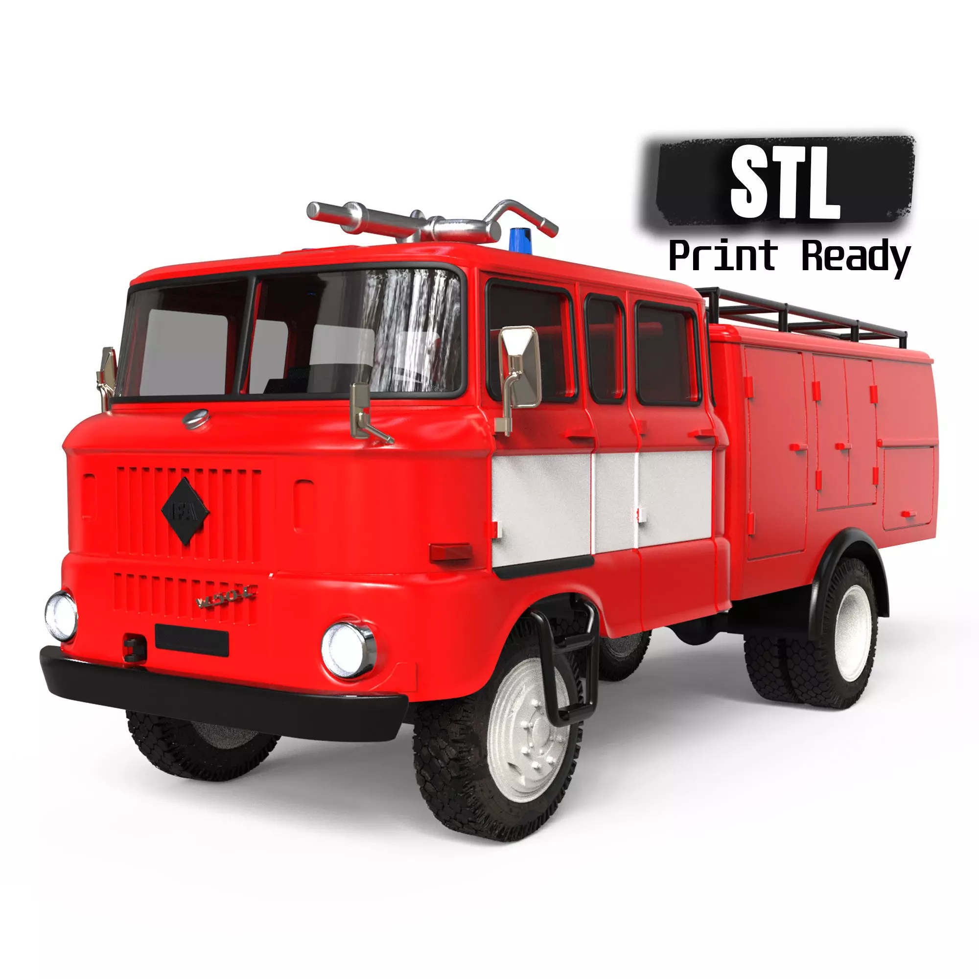 Truck DDR 1969 IFA W50 TLF16 tanker feuerwehr 3d stl  3D print model_0