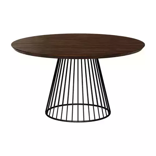 Table Liverpool dia 110cm veneer walnut beam set