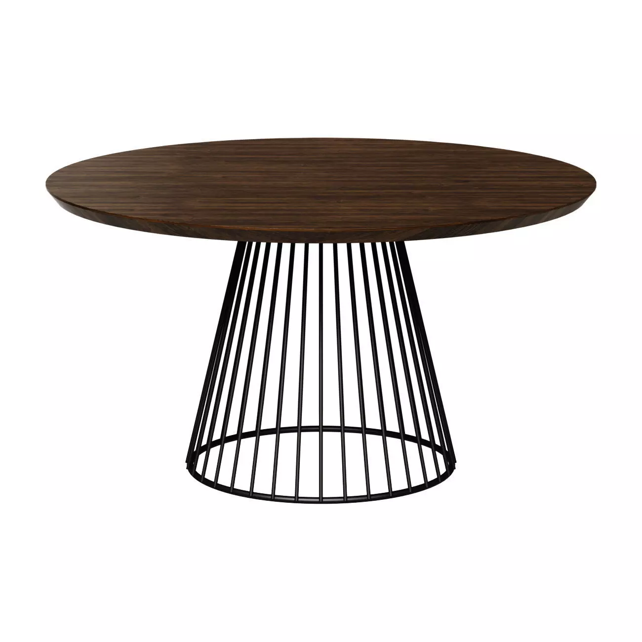 Table Liverpool dia 110cm veneer walnut beam set 3D model_0