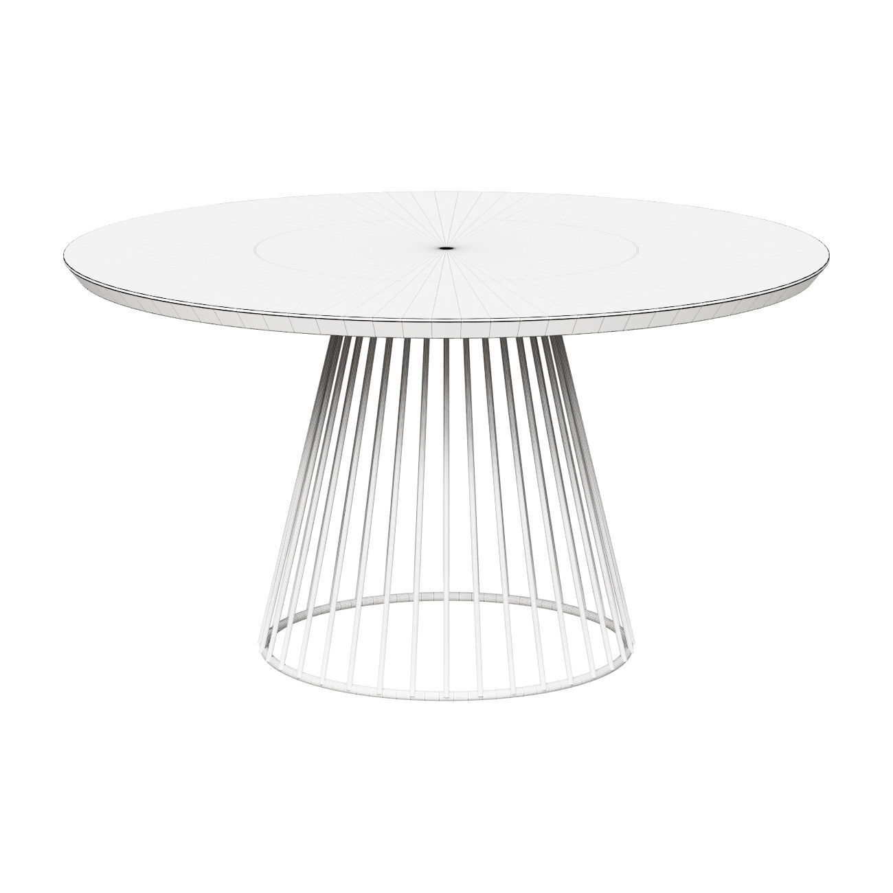 Table Liverpool dia 110cm veneer walnut beam set 3D model_1