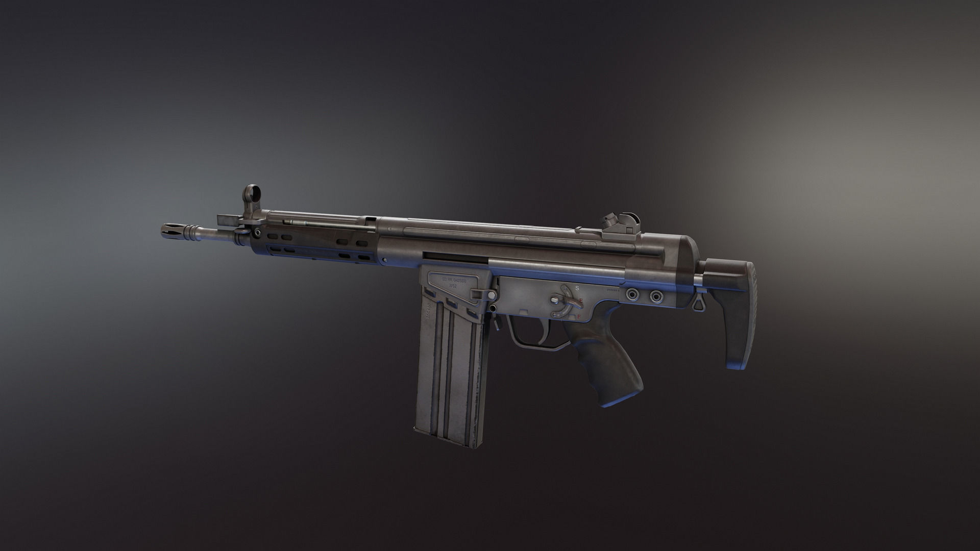 HK G3 Battle Rifle Low-poly 3D model_8