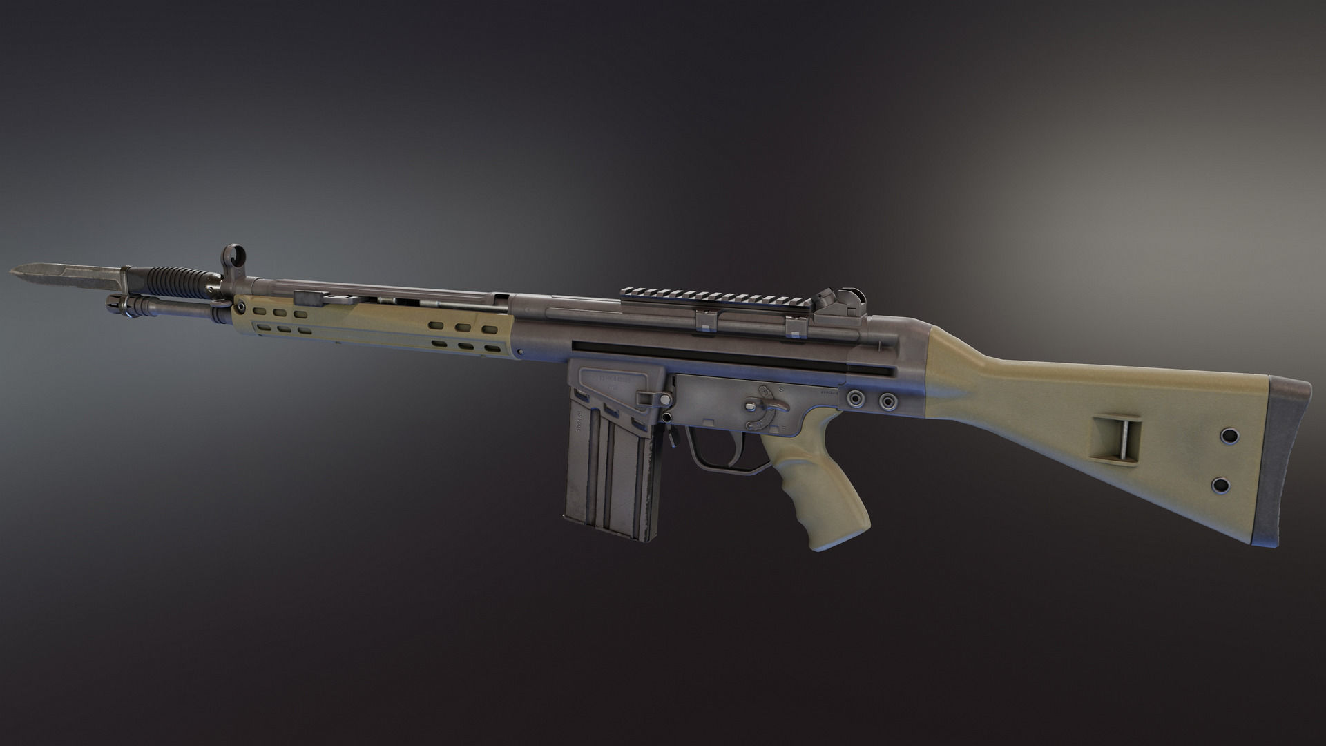 HK G3 Battle Rifle Low-poly 3D model_1