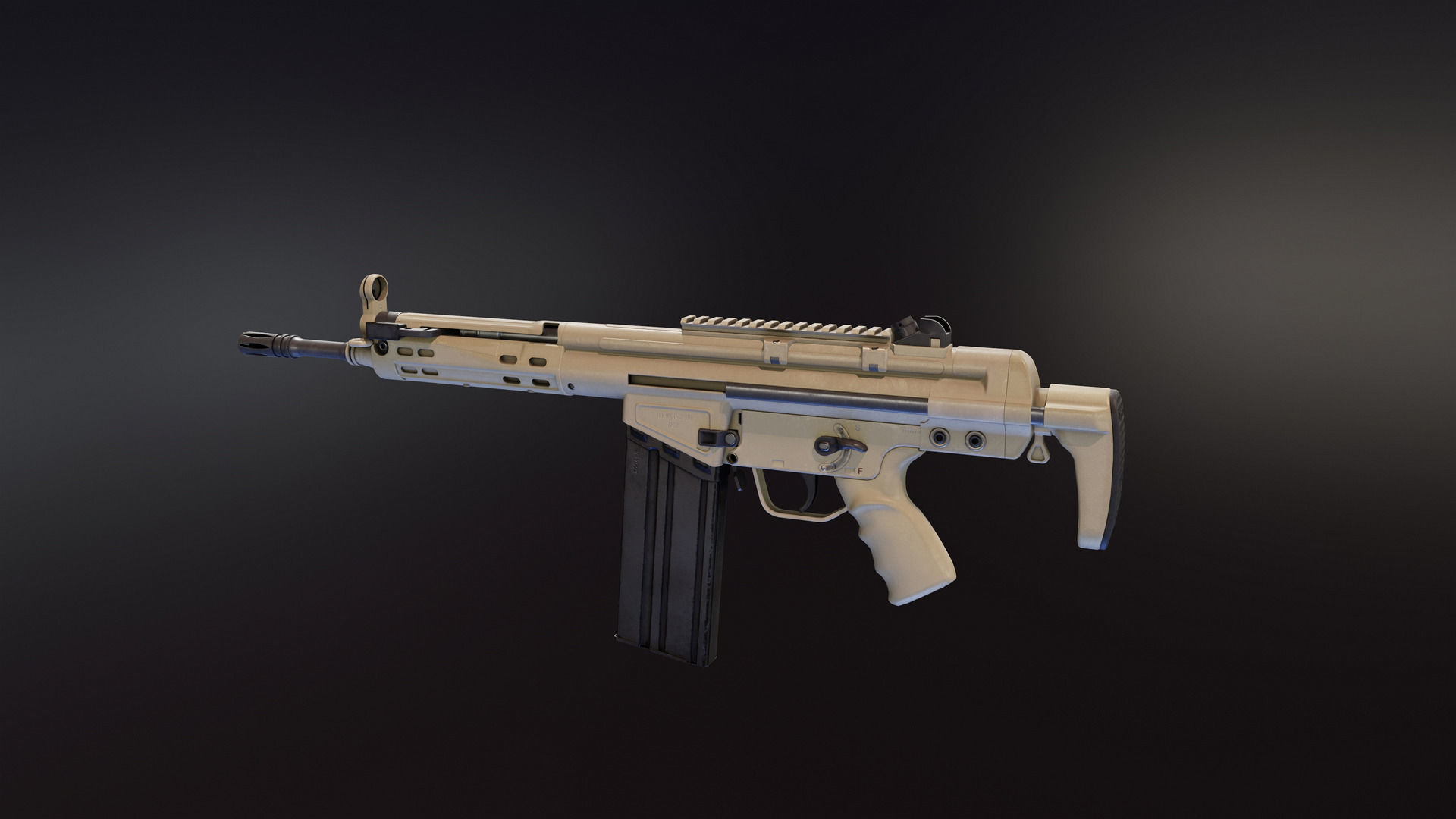 HK G3 Battle Rifle Low-poly 3D model_14
