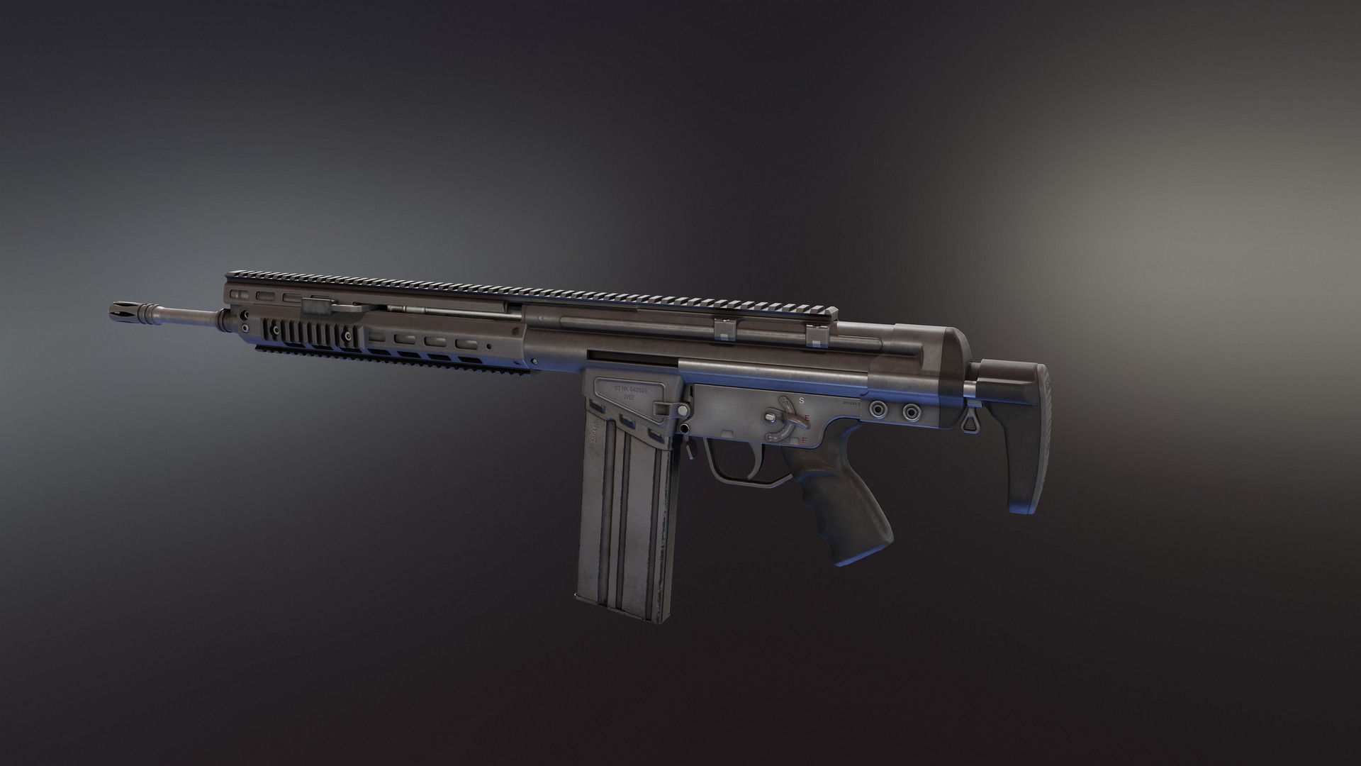 HK G3 Battle Rifle Low-poly 3D model_6