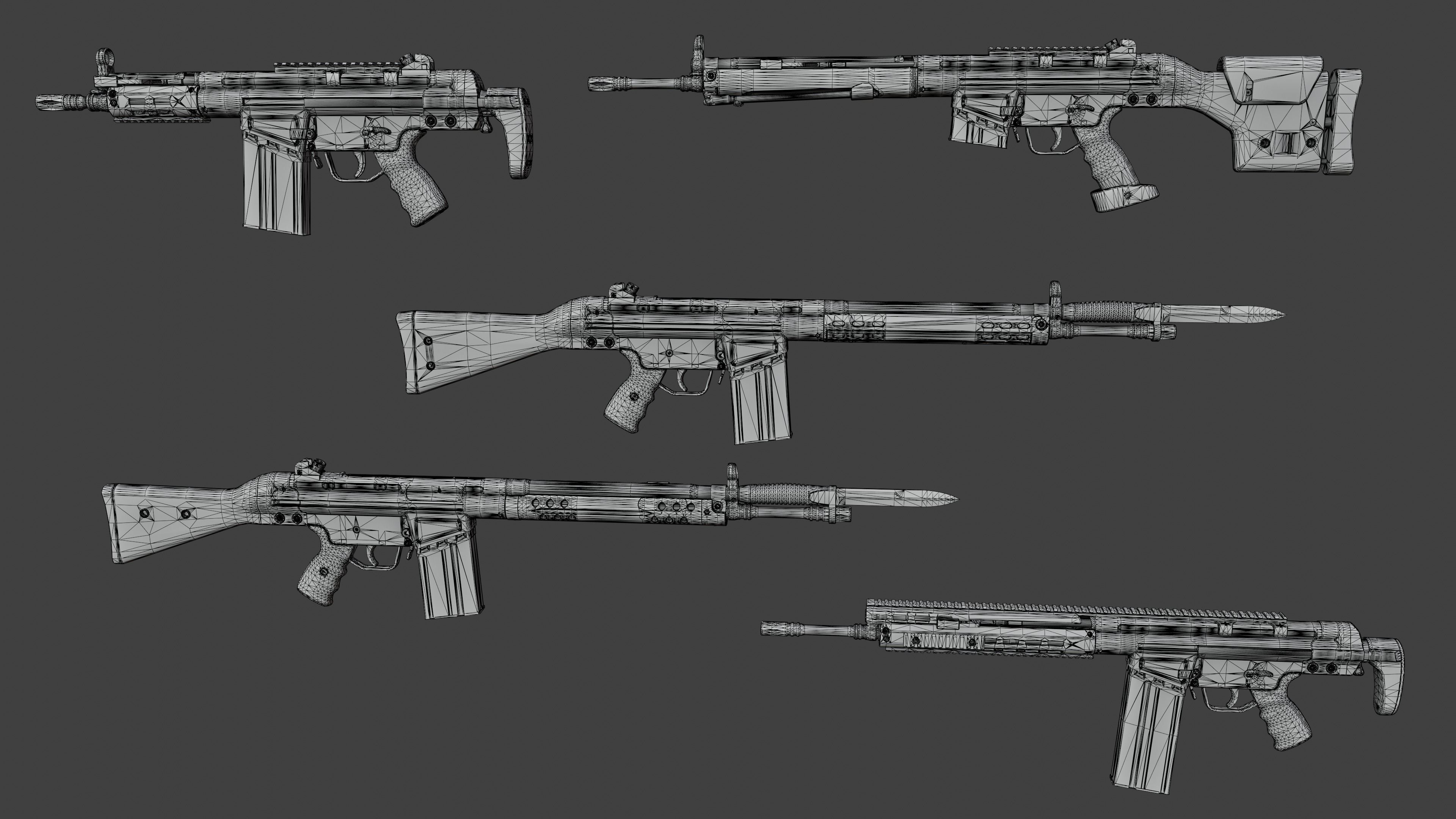 HK G3 Battle Rifle Low-poly 3D model_20