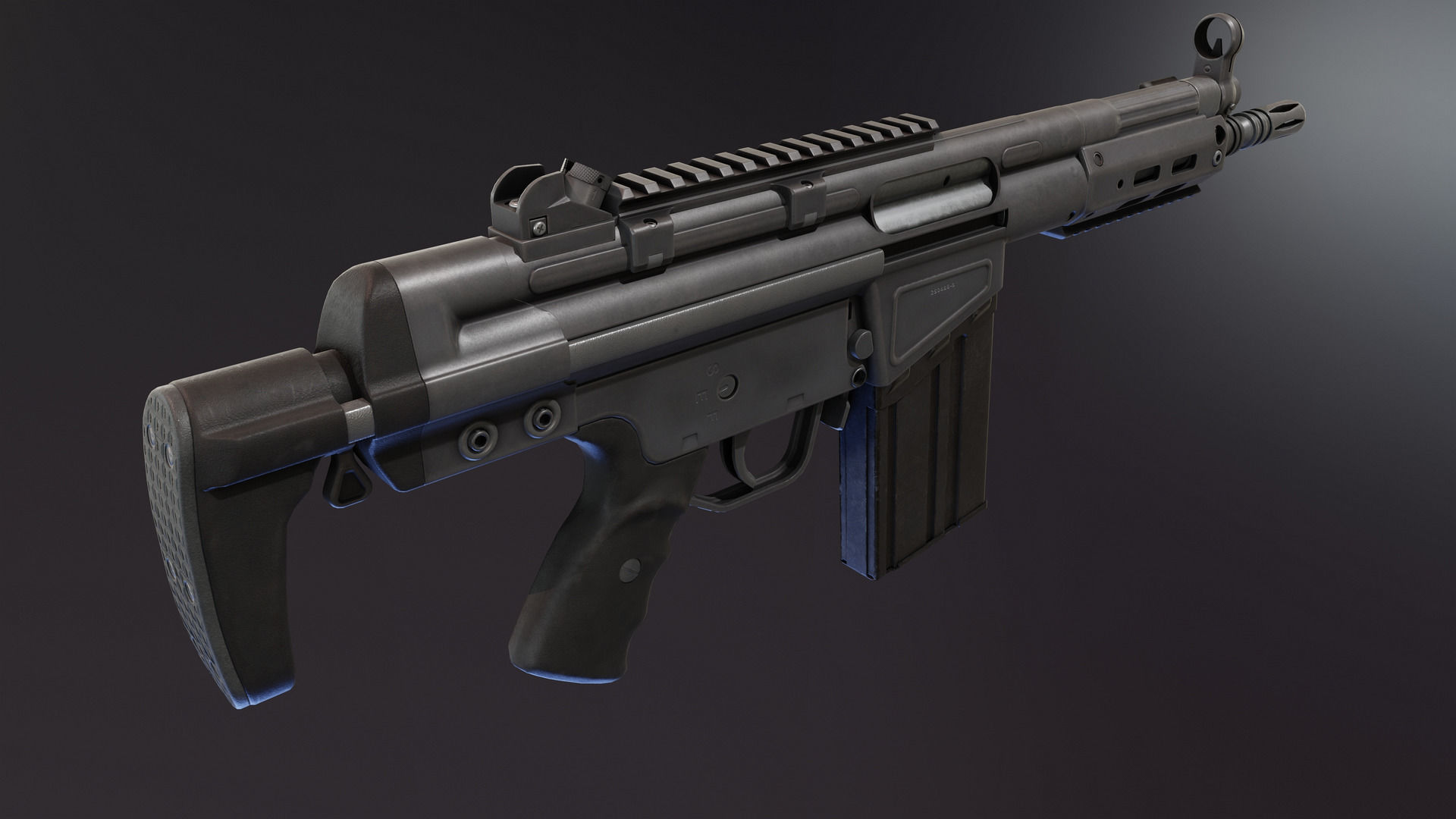 HK G3 Battle Rifle Low-poly 3D model_11