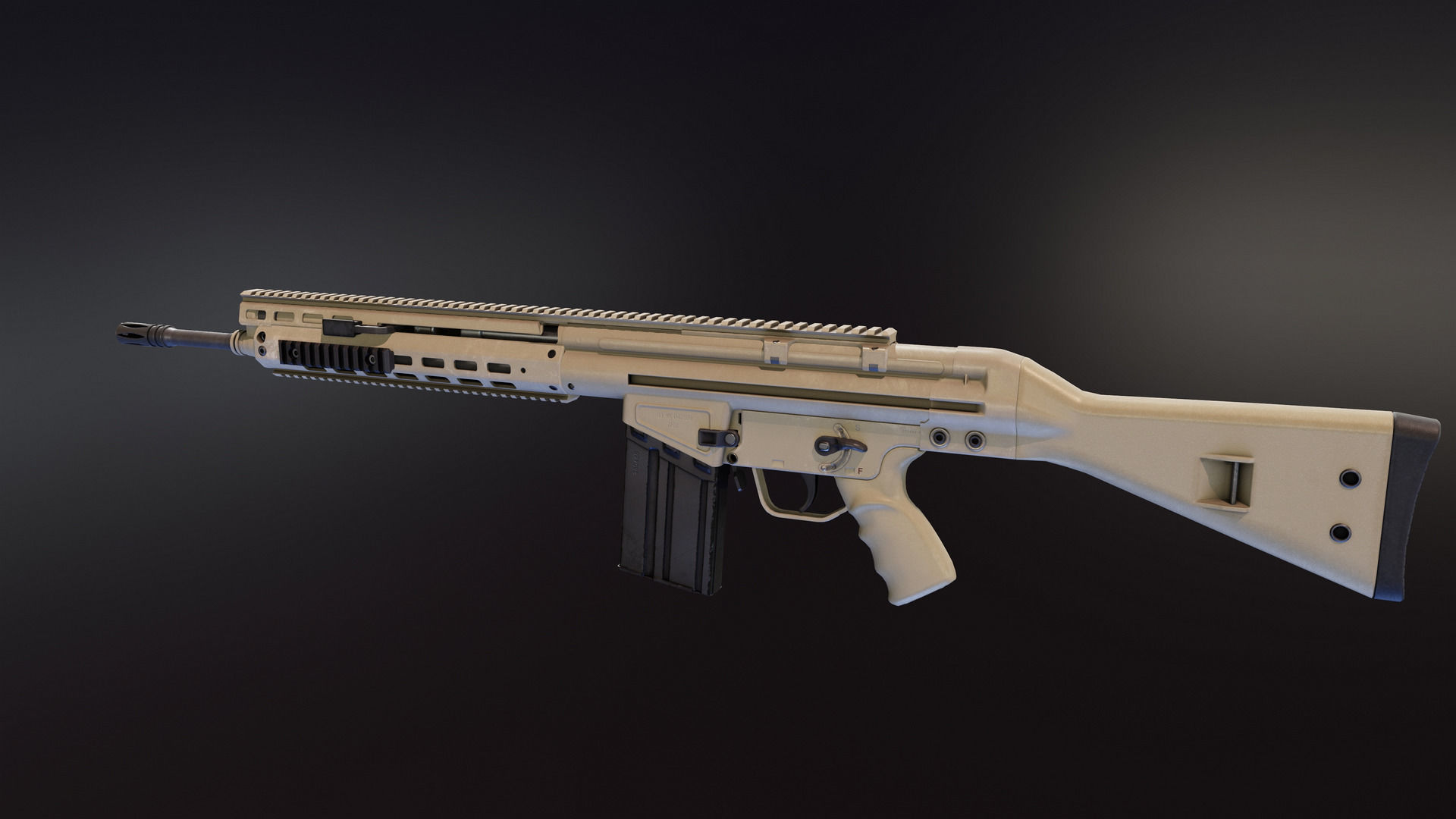 HK G3 Battle Rifle Low-poly 3D model_16