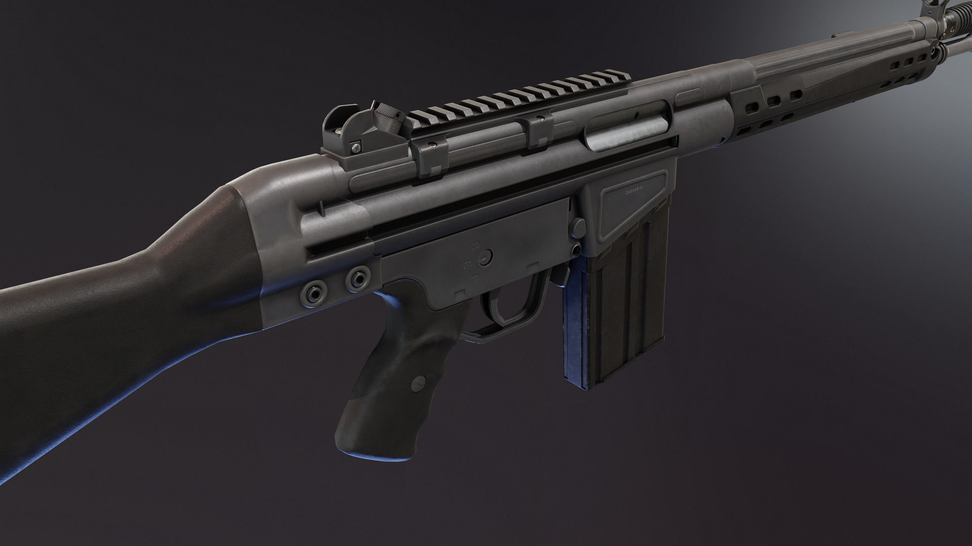 HK G3 Battle Rifle Low-poly 3D model_18