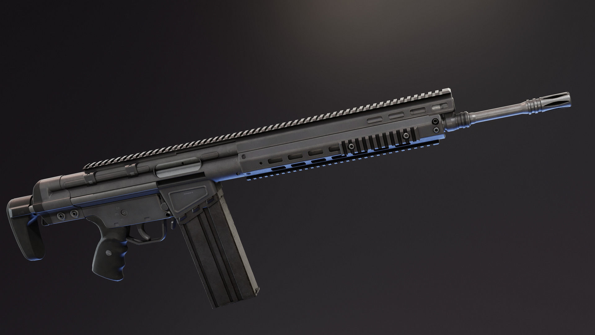 HK G3 Battle Rifle Low-poly 3D model_13