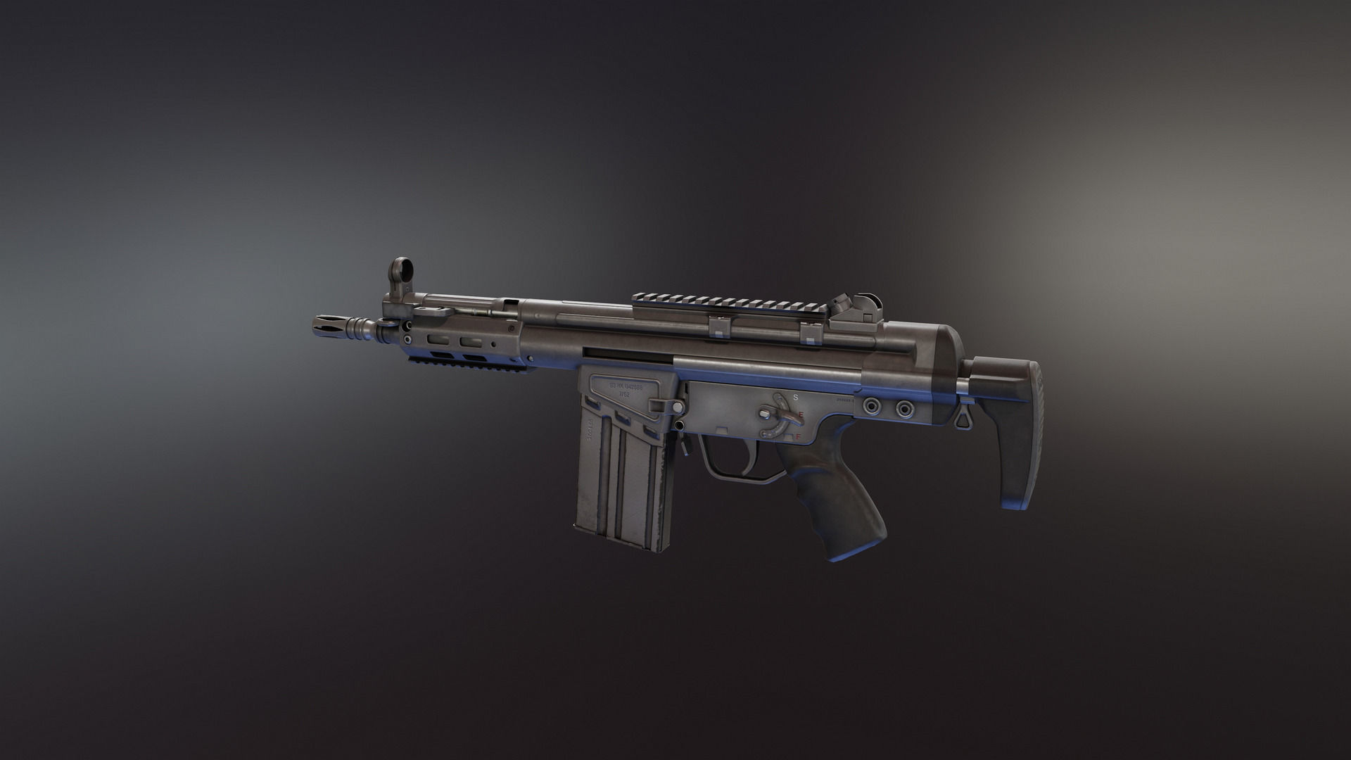 HK G3 Battle Rifle Low-poly 3D model_7