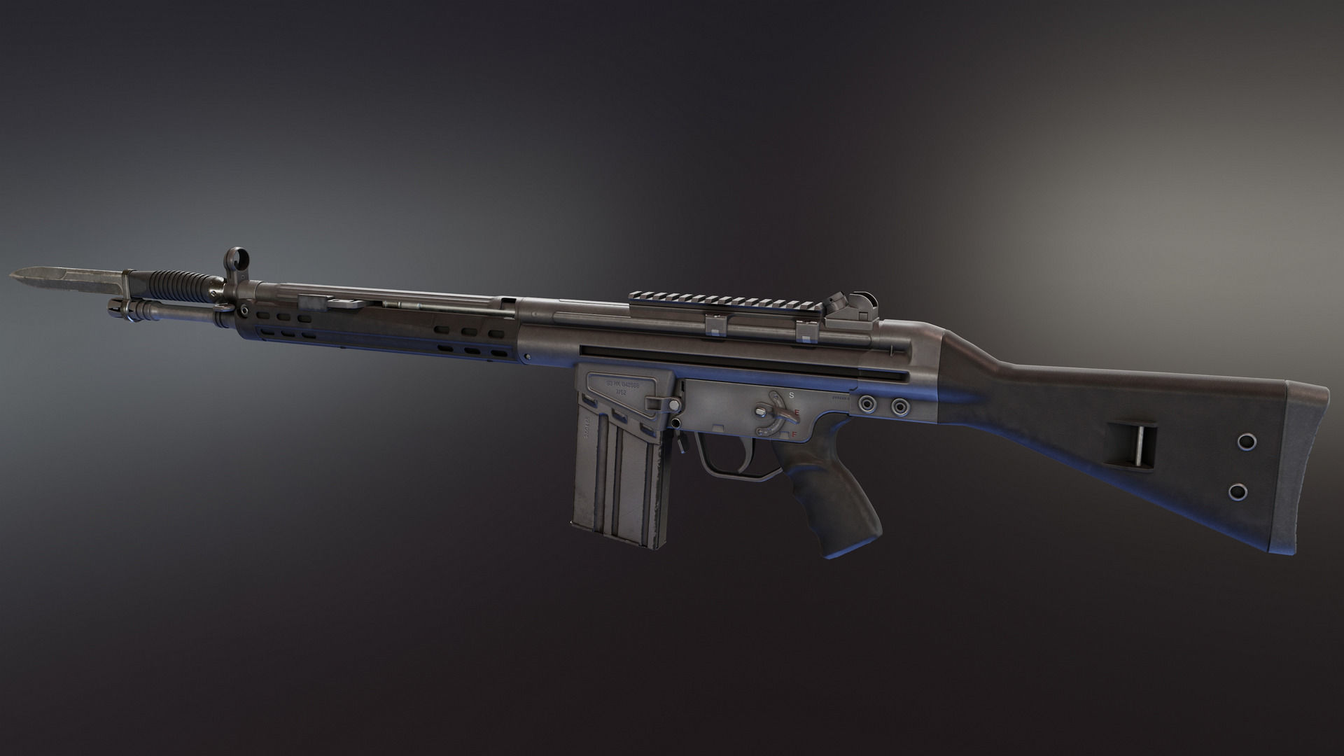 HK G3 Battle Rifle Low-poly 3D model_2
