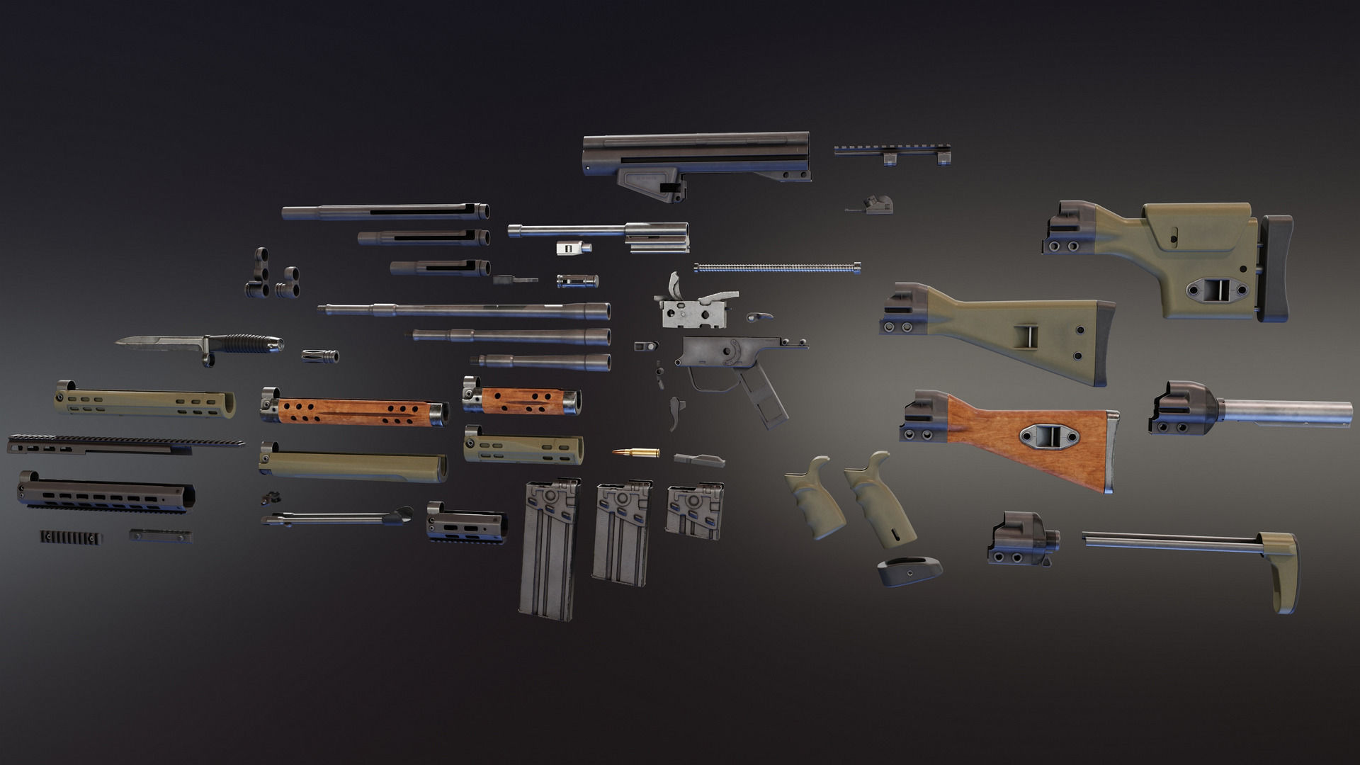 HK G3 Battle Rifle Low-poly 3D model_19