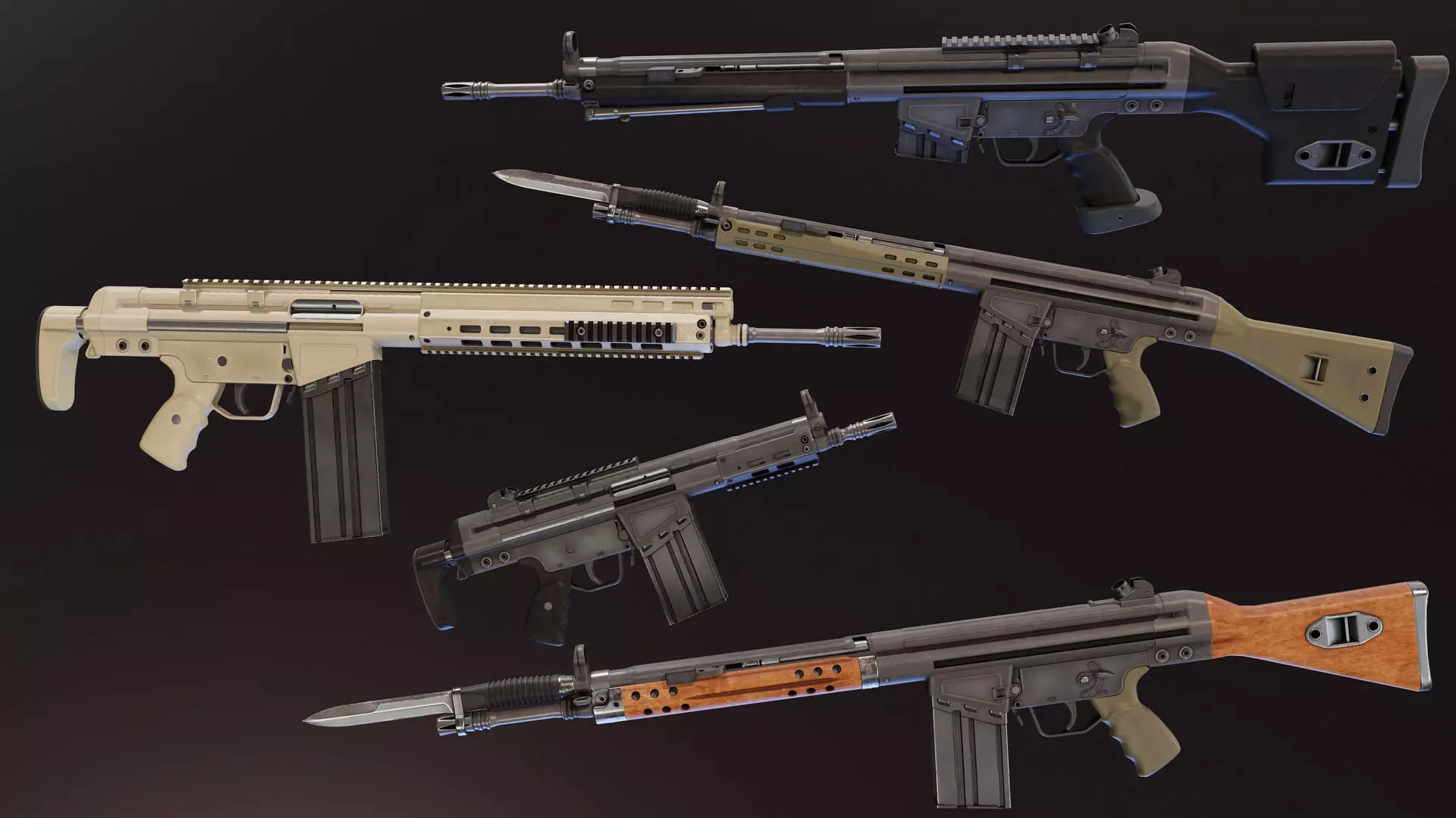 HK G3 Battle Rifle Low-poly 3D model_0