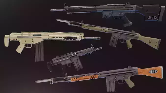 HK G3 Battle Rifle Low-poly 3D model