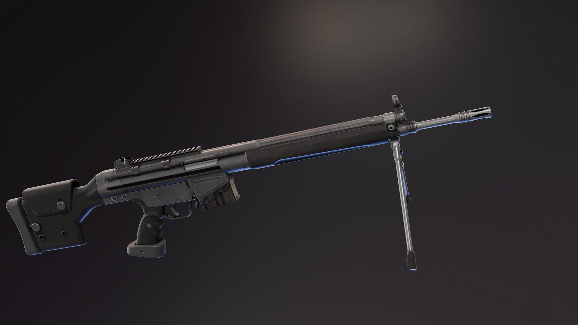 HK G3 Battle Rifle Low-poly 3D model_9