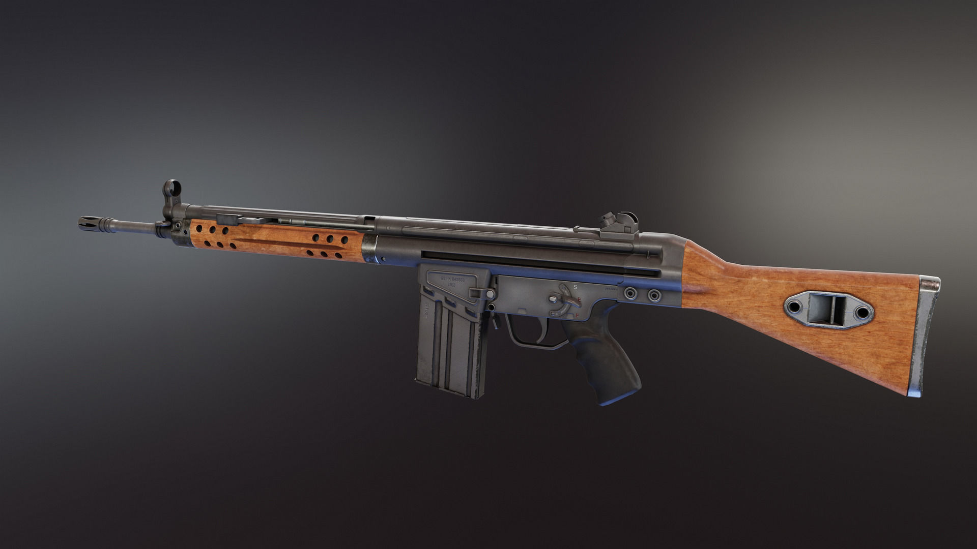 HK G3 Battle Rifle Low-poly 3D model_3