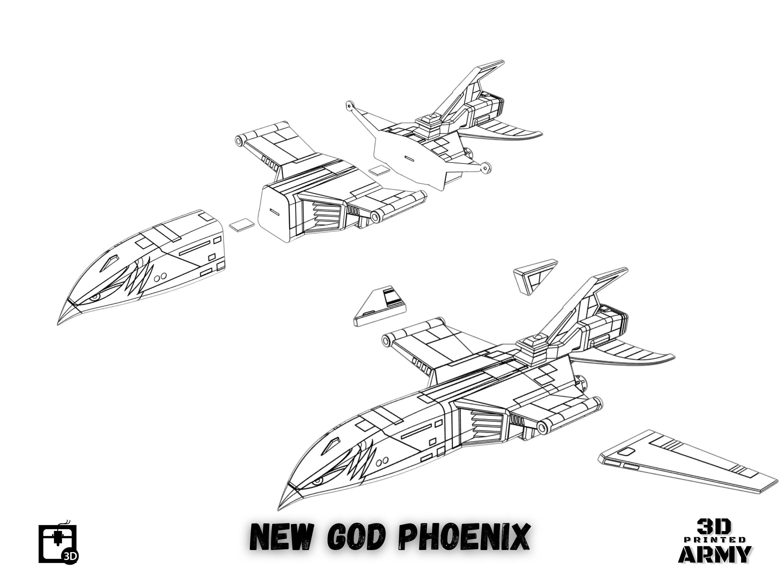Gatchaman New  GOD PHOENIX starship - 3D printing model - STL  3D print model_16