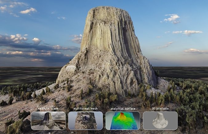 Devil Tower Multipurpose 3D Terrain Model 3D model