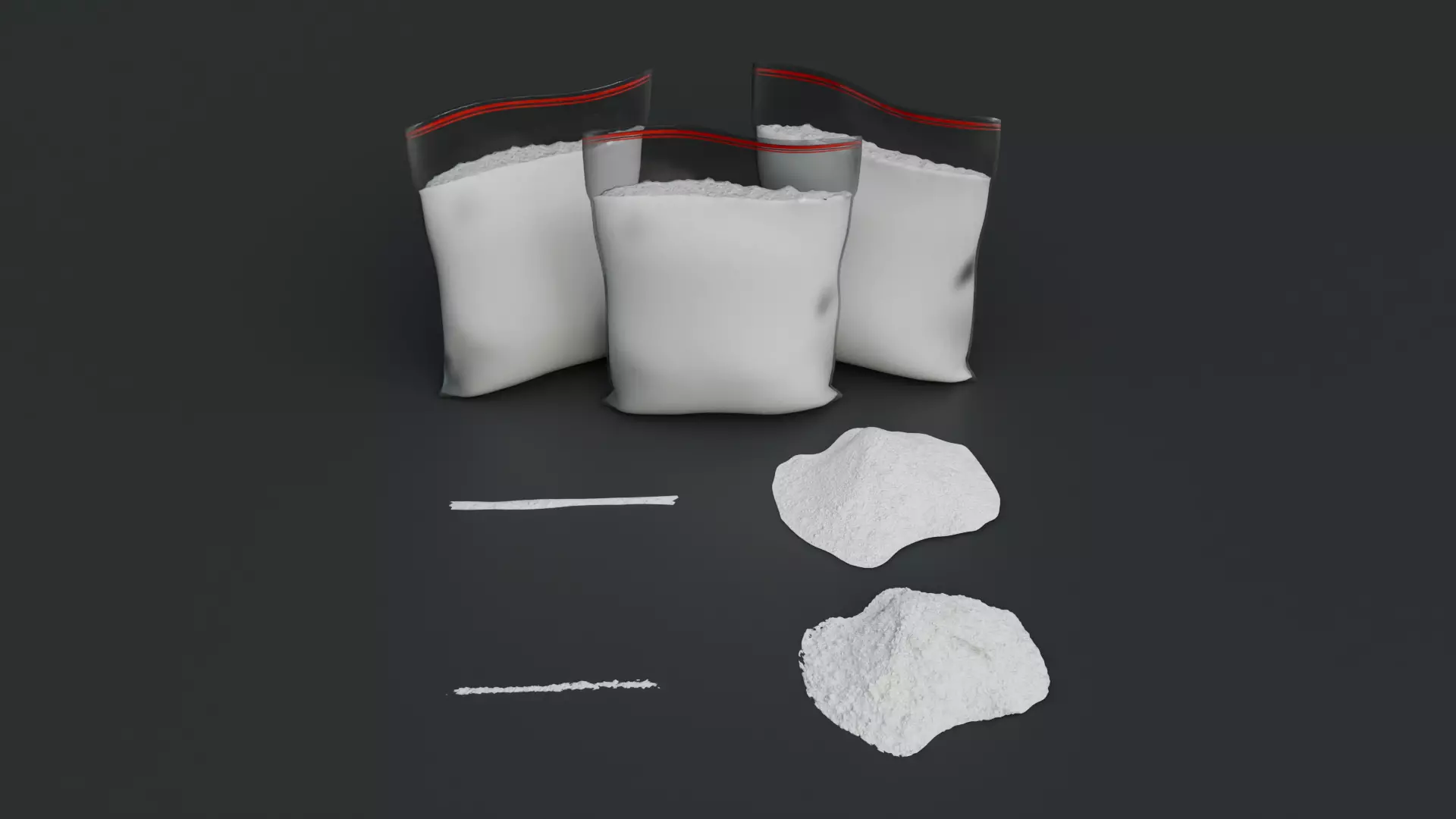 Cocaine and Bag with 4K Textures Low-poly 3D model_0