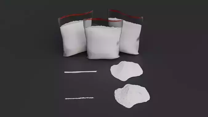 Cocaine and Bag with 4K Textures Low-poly 3D model