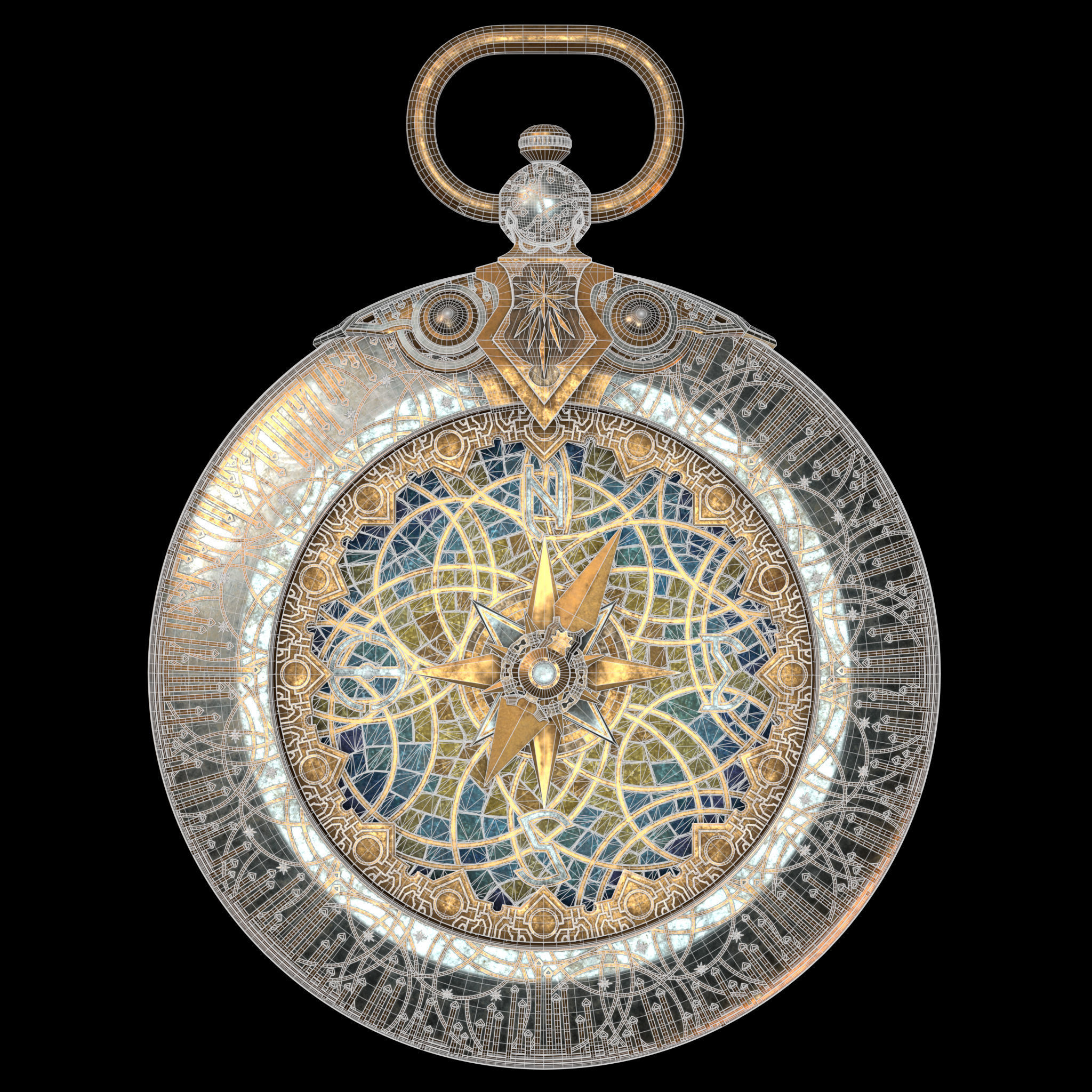 Decorated Compass 3D model_2