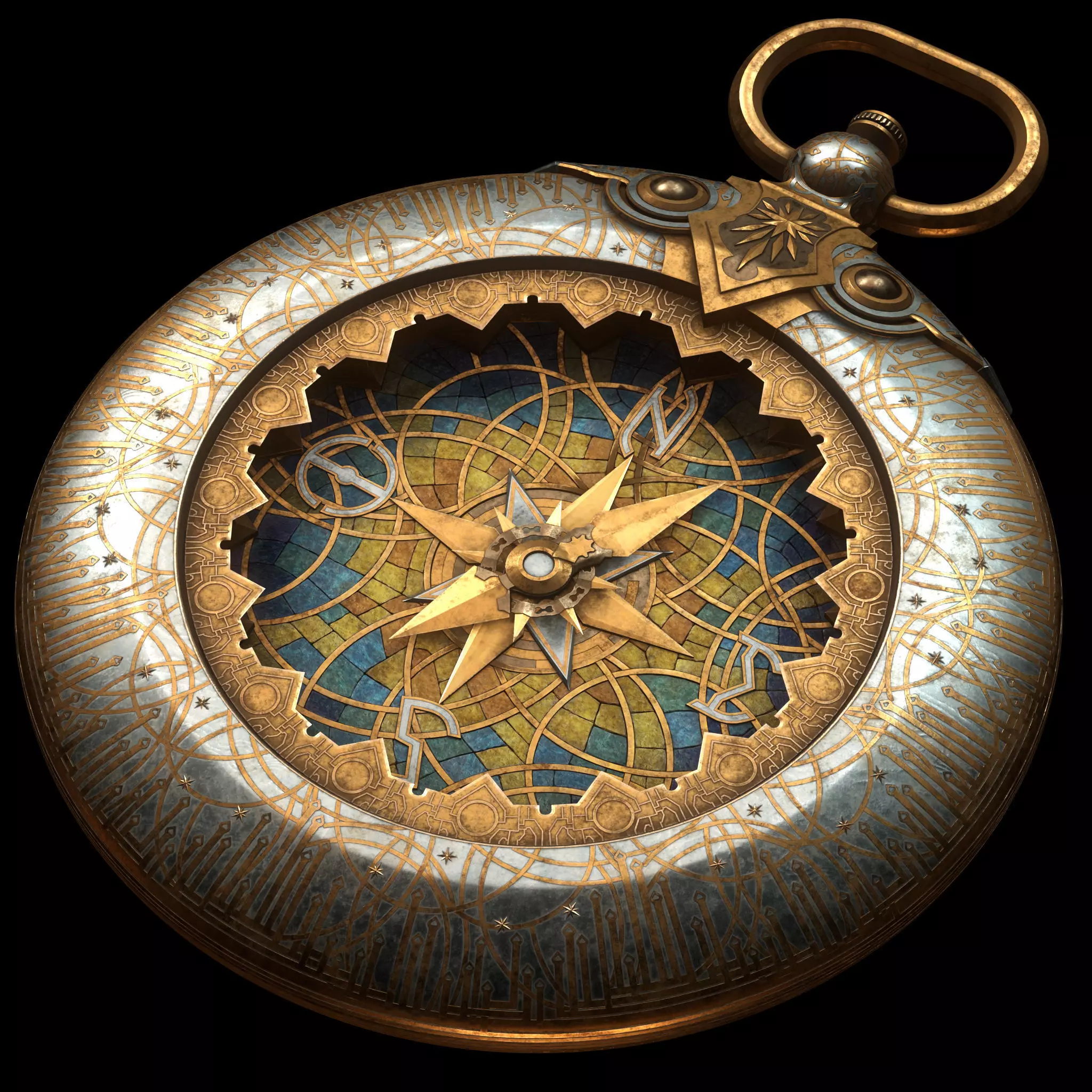 Decorated Compass 3D model_0