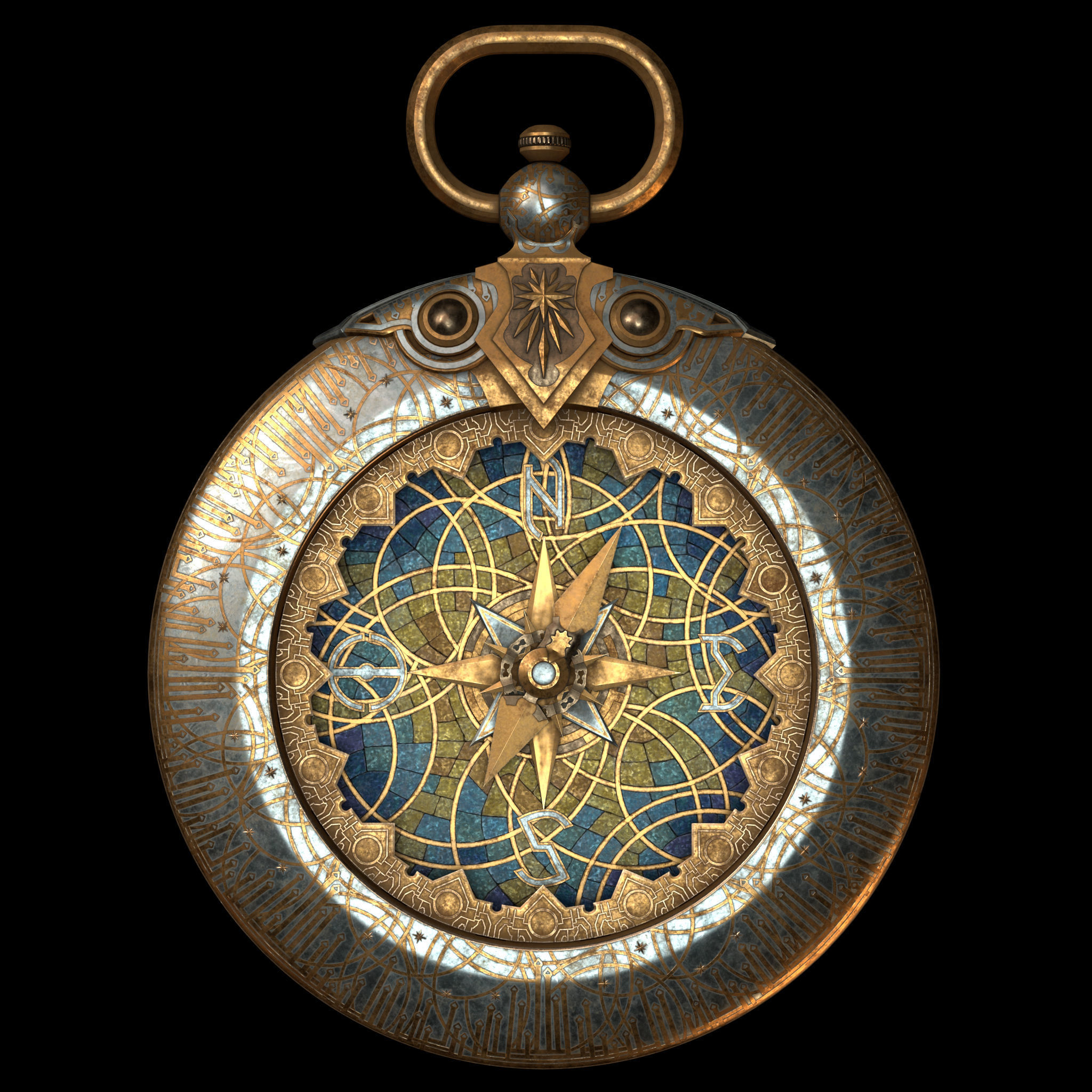 Decorated Compass 3D model_1