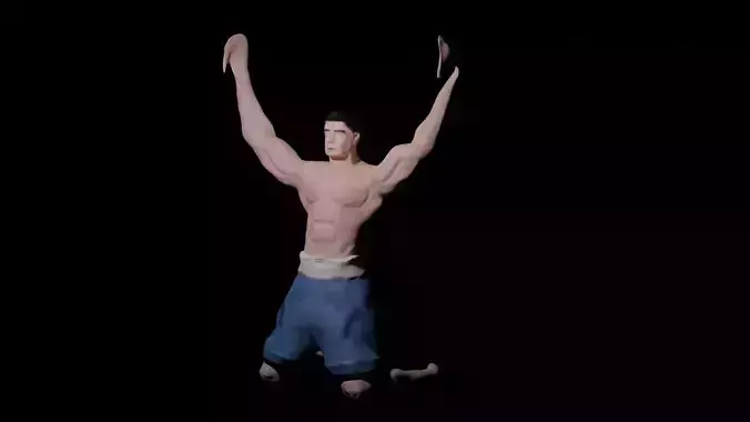 A Man with twisted Hands Sculpted 