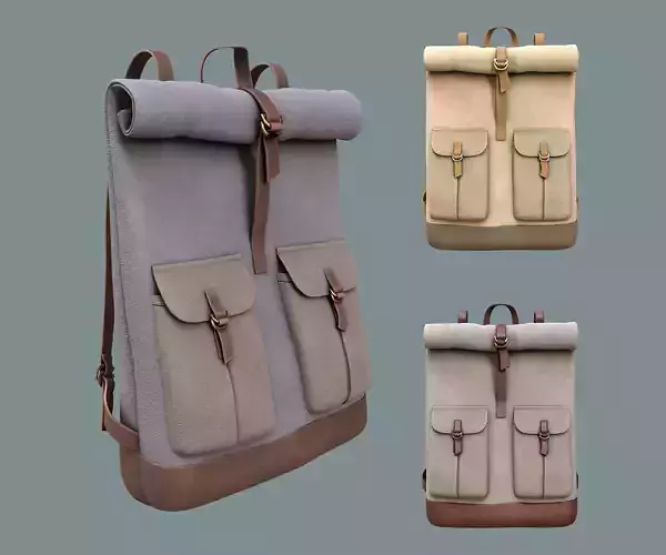 Realistic traveler backpack Low-poly 3D model