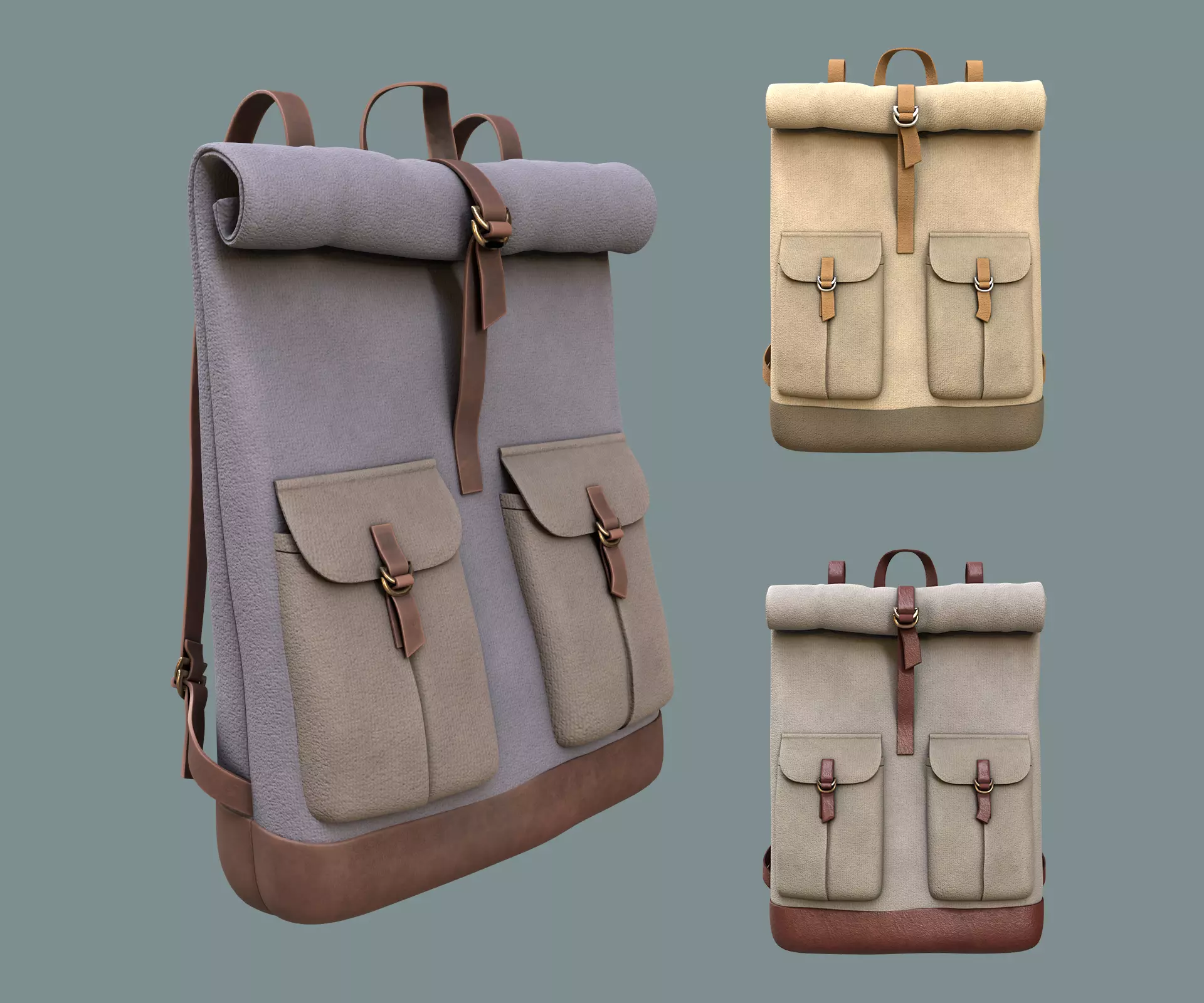 Realistic traveler backpack Low-poly 3D model