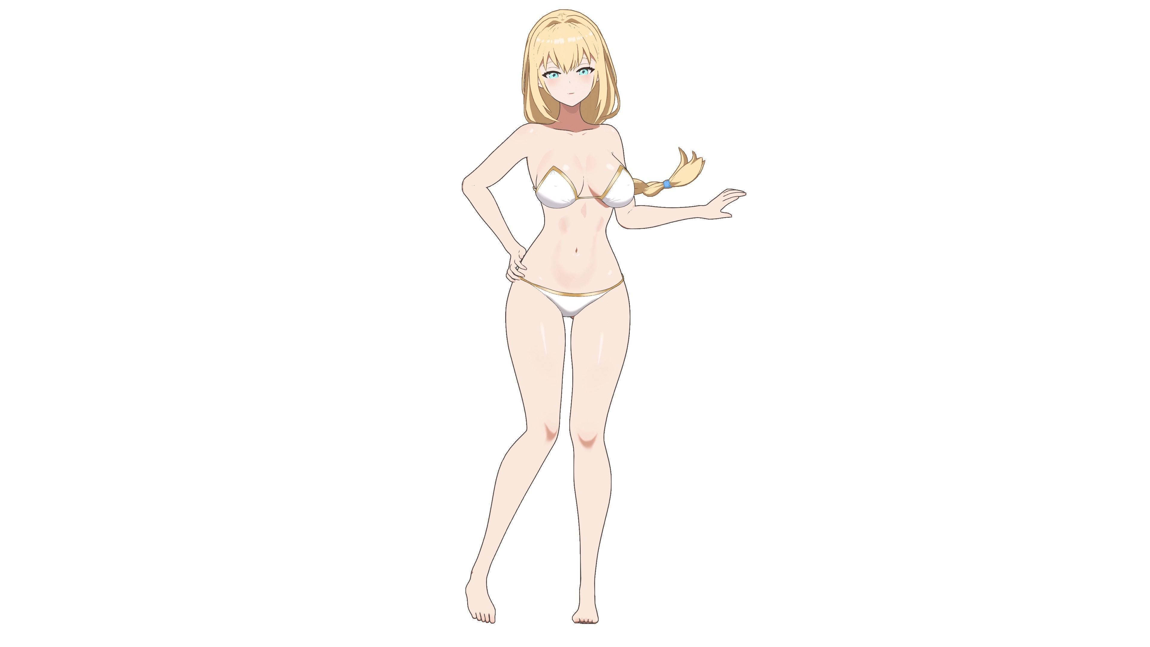 Anime Female Character in Bikini - 3D Model Low-poly 3D model_8