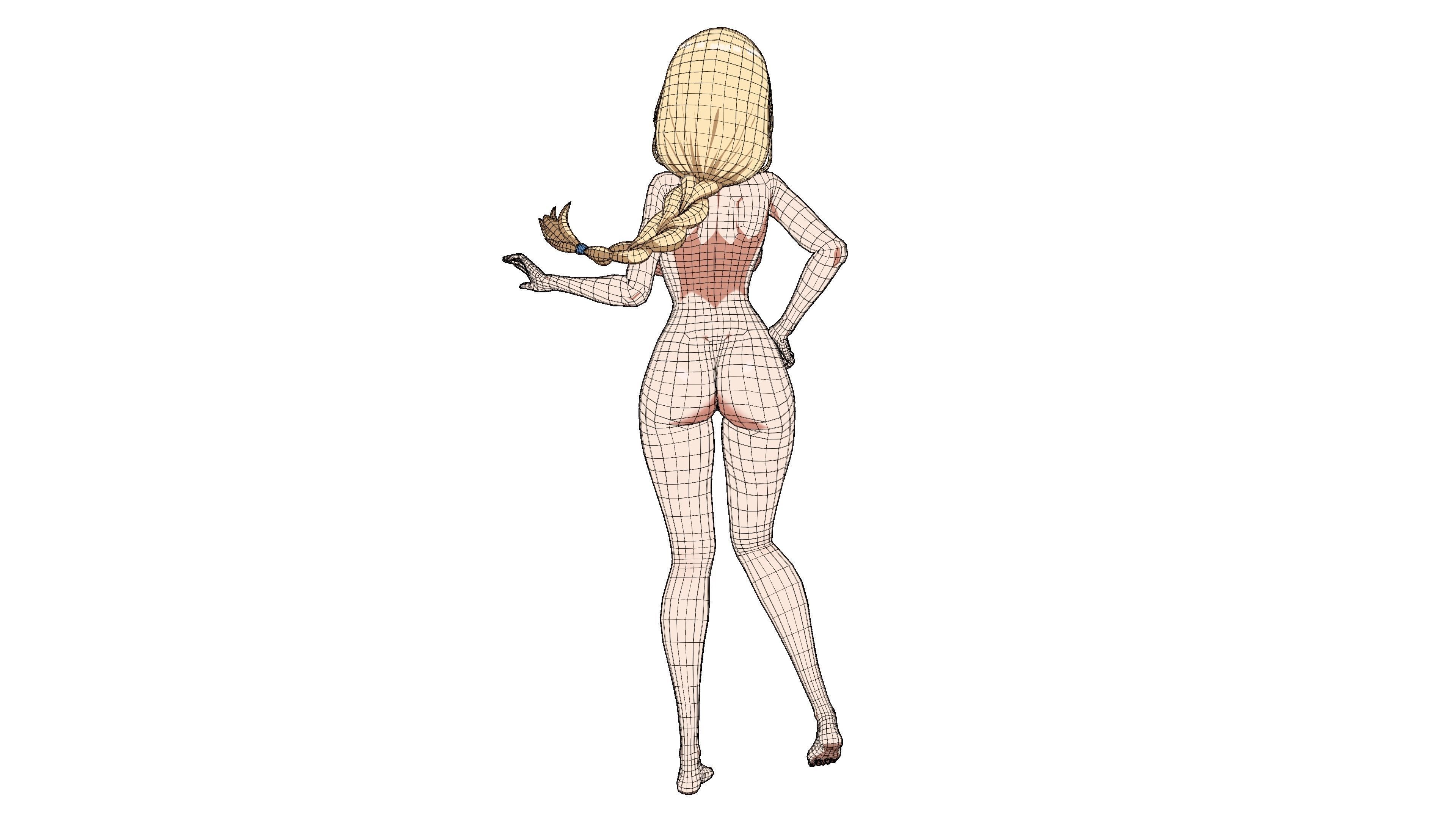 Anime Female Character in Bikini - 3D Model Low-poly 3D model_28