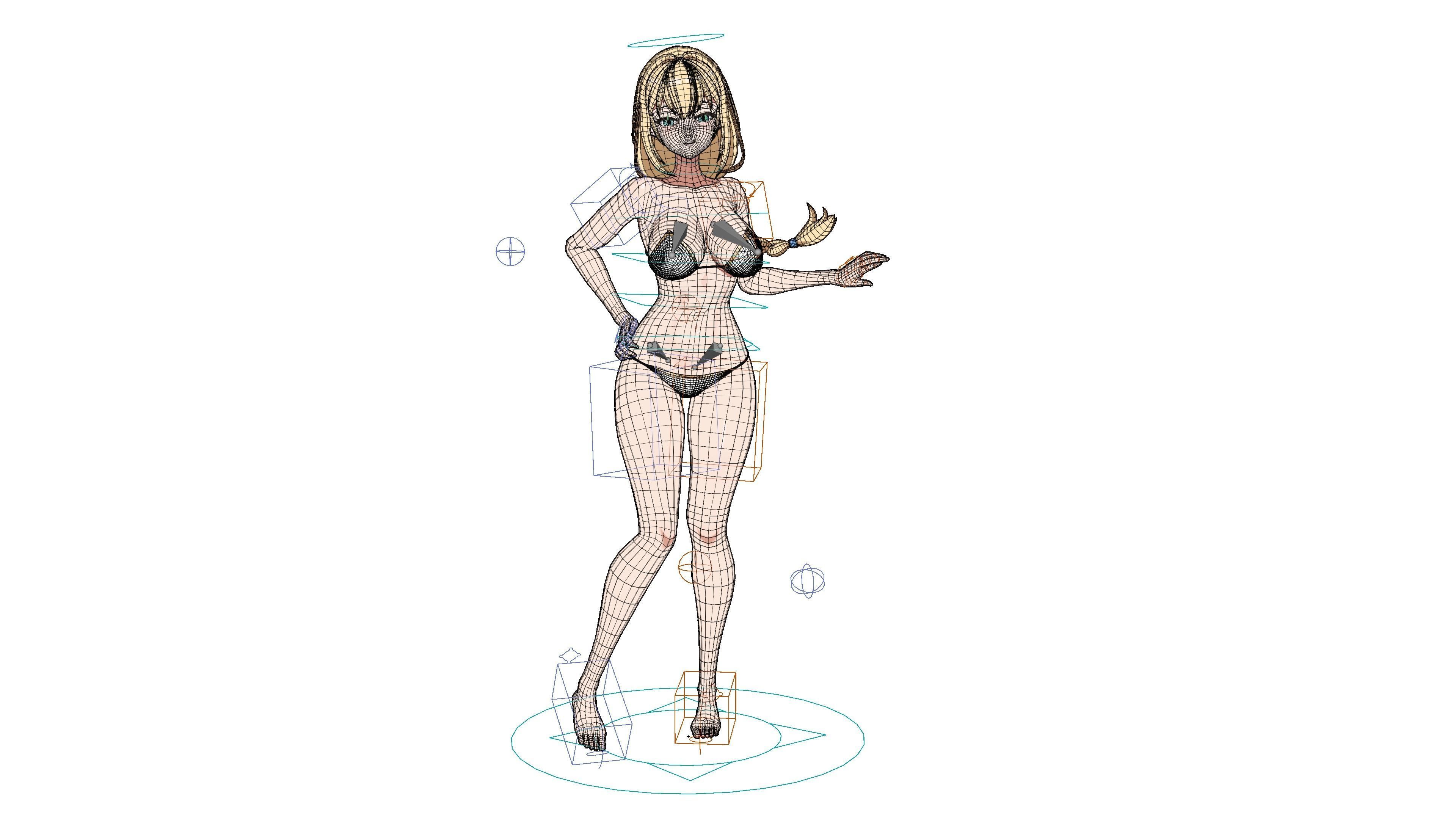 Anime Female Character in Bikini - 3D Model Low-poly 3D model_26