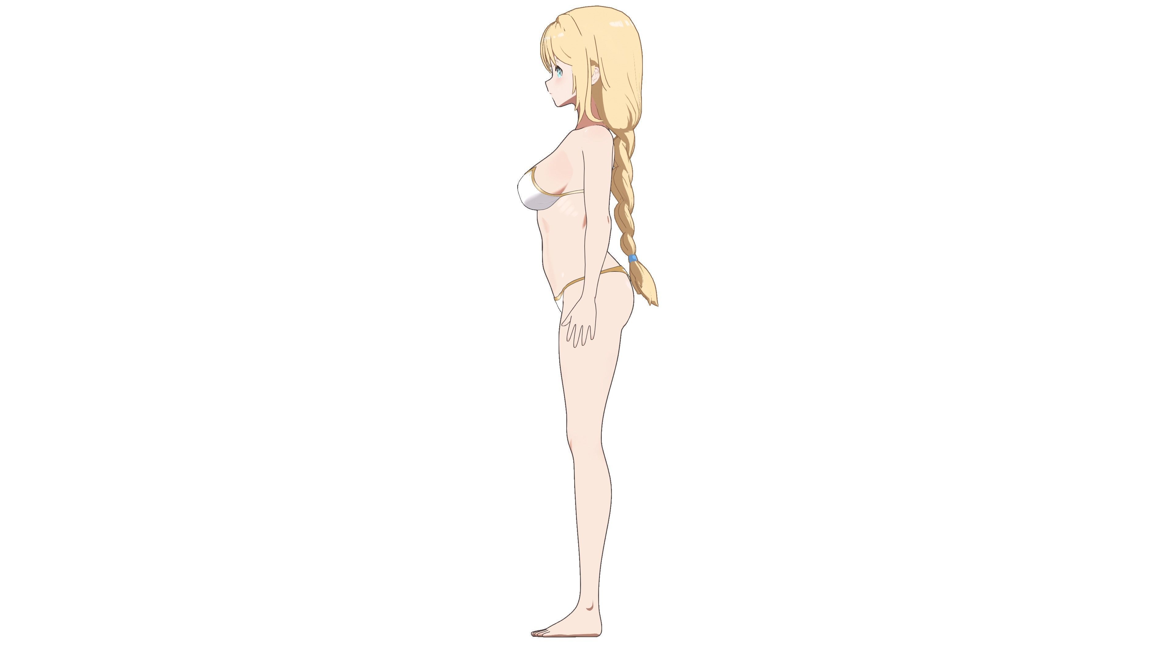 Anime Female Character in Bikini - 3D Model Low-poly 3D model_11