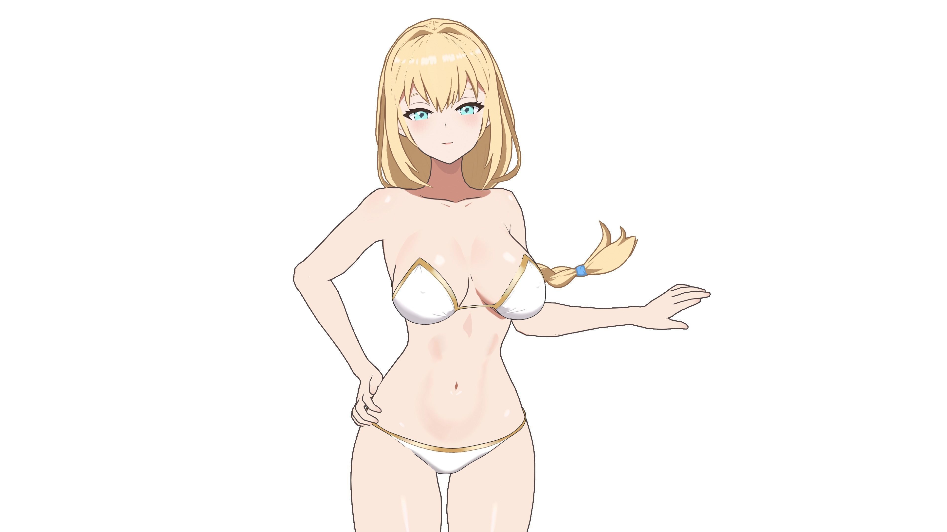 Anime Female Character in Bikini - 3D Model Low-poly 3D model_7