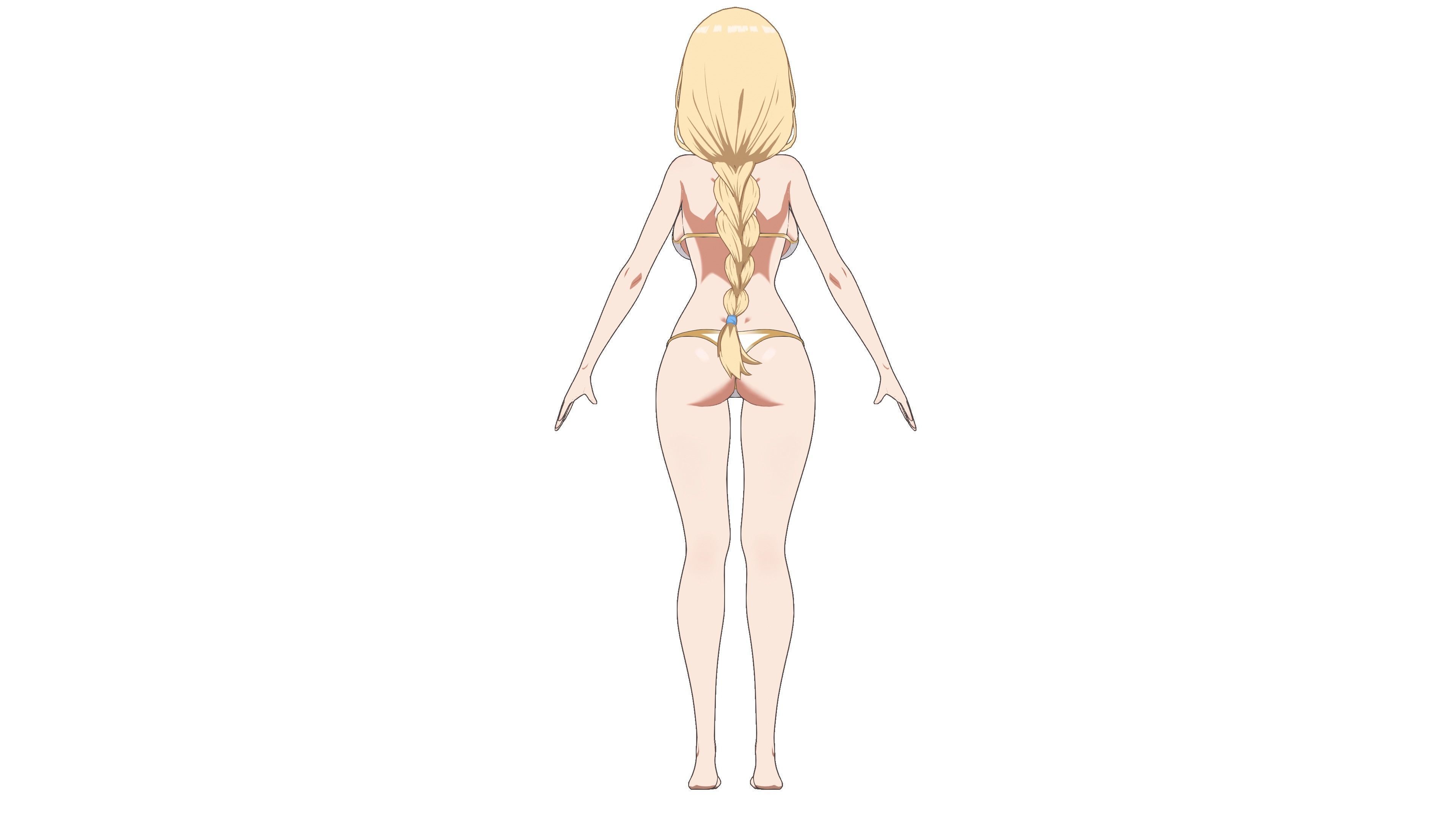 Anime Female Character in Bikini - 3D Model Low-poly 3D model_12
