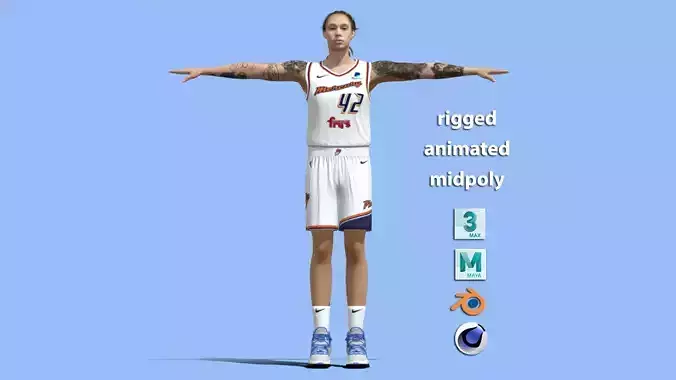 T-Pose Rigged Brittney Griner WNBA 3D model