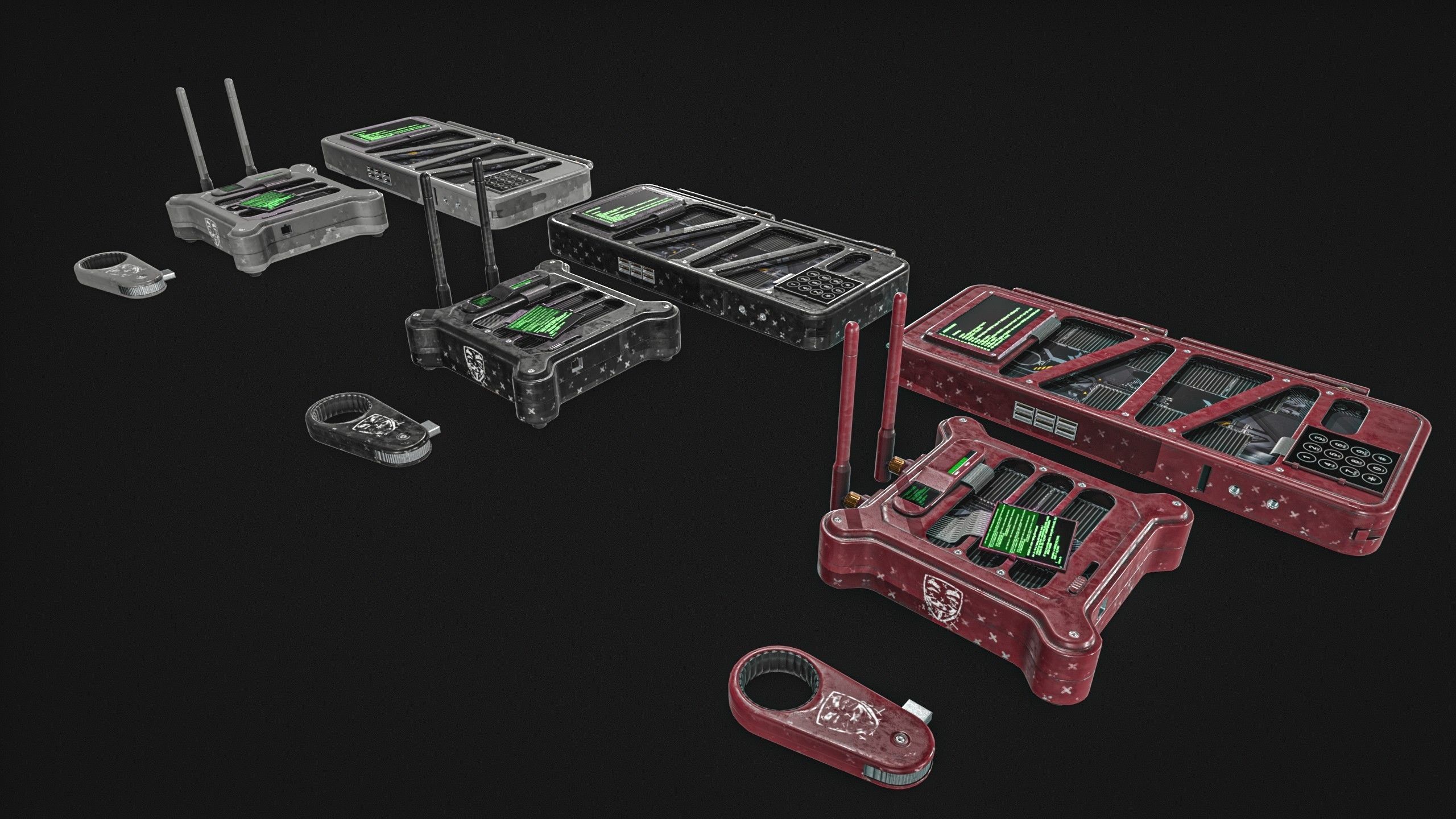 Hacking Gadget - Device Package Low-poly 3D model_11